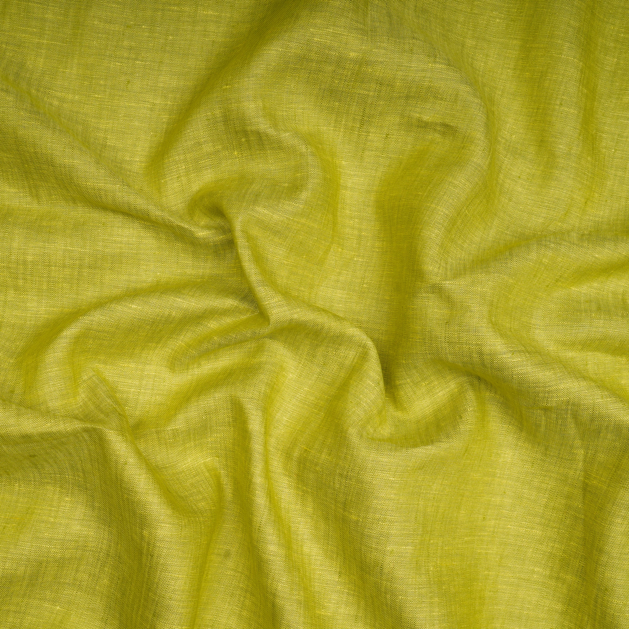 (Pre-Cut 3.03 Mtr)Parrot Green Color Pure Linen Fine Count Yarn Dyed Fabric