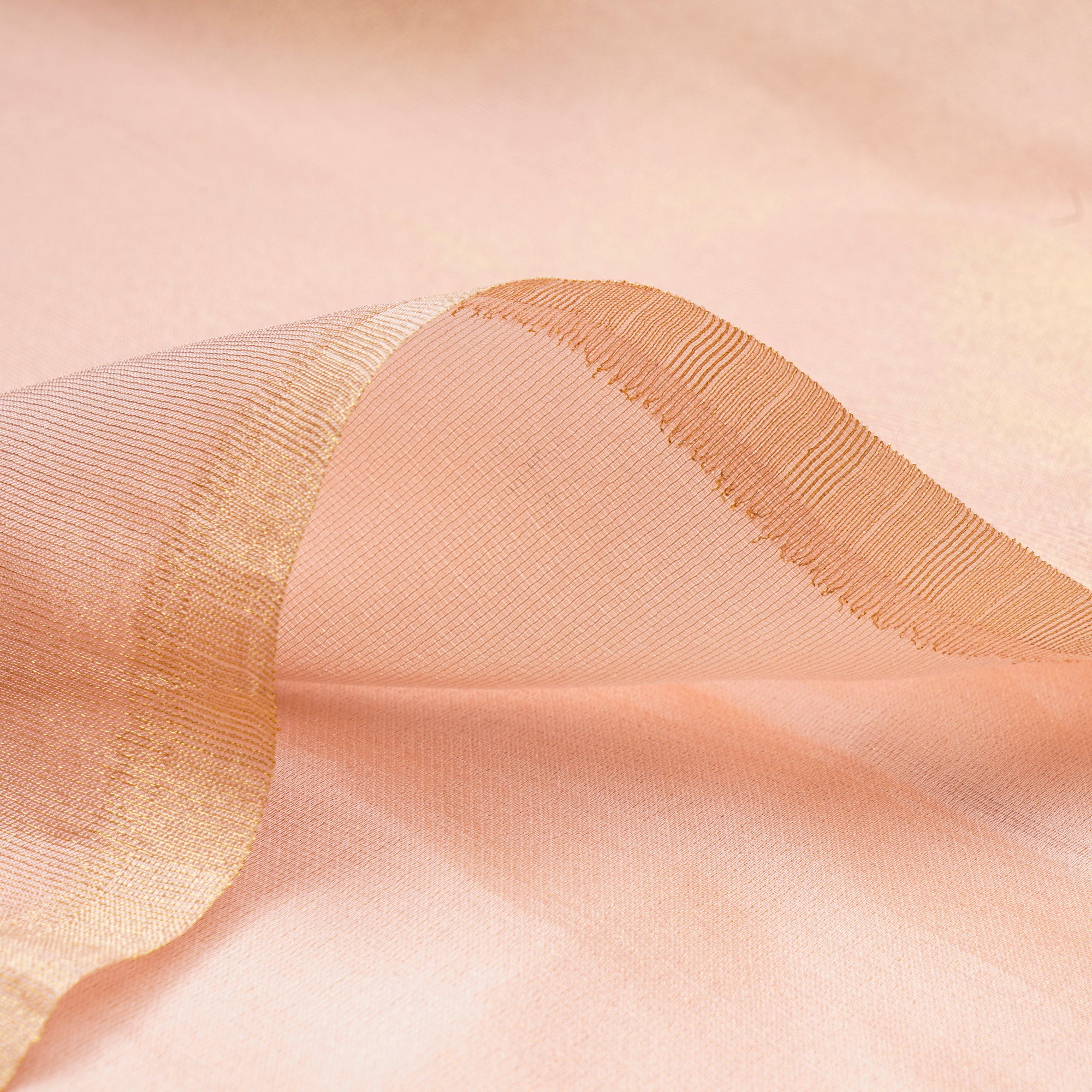 (Pre-Cut 0.50 Mtr)Peach Viscose Organza Tissue Fabric