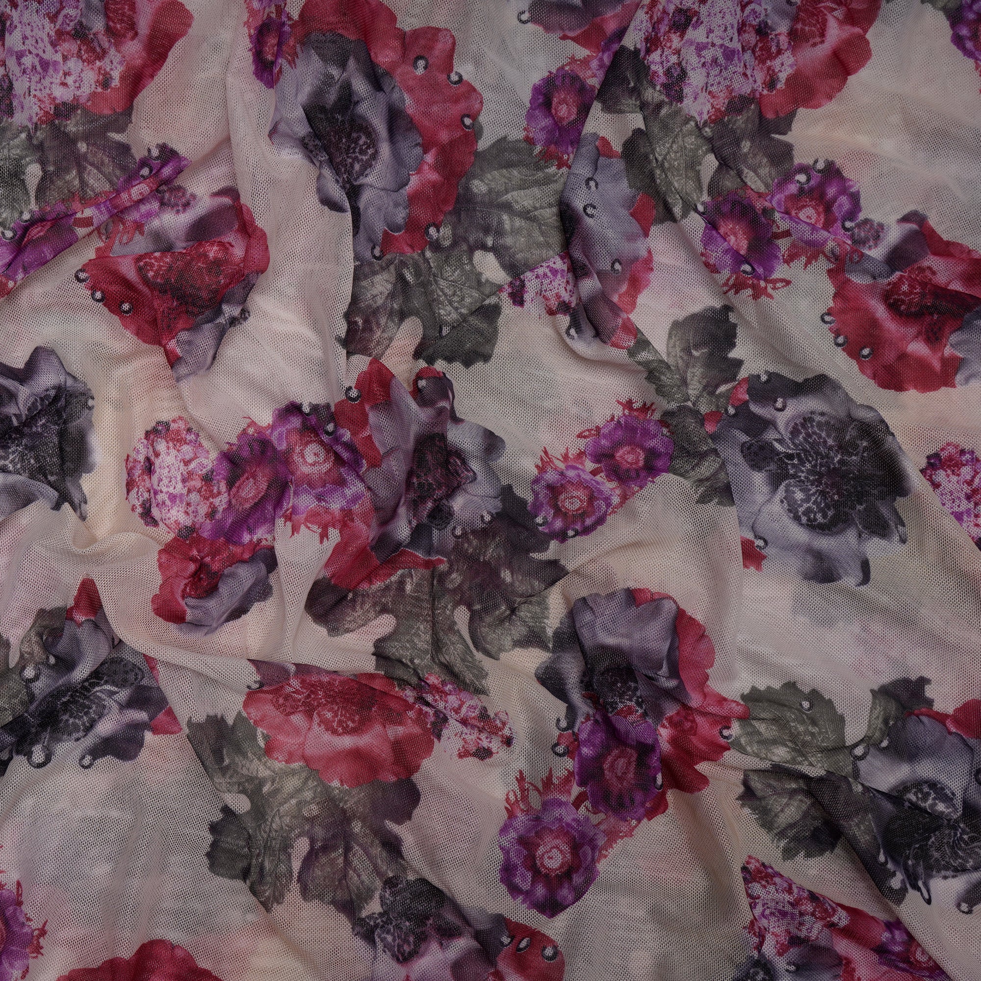(Pre-Cut 4.60 Mtr)Multi Color Floral Pattern Digital Print Nylon Fabric