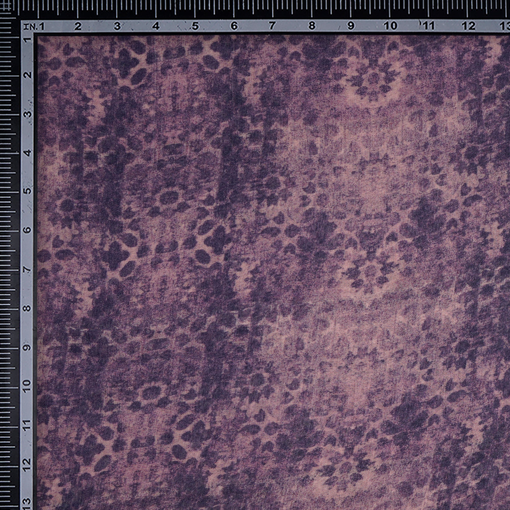 (Pre-Cut 3.00 Mtr)Purple All Over Pattern Digital Print Bemberg Chiffon Fabric