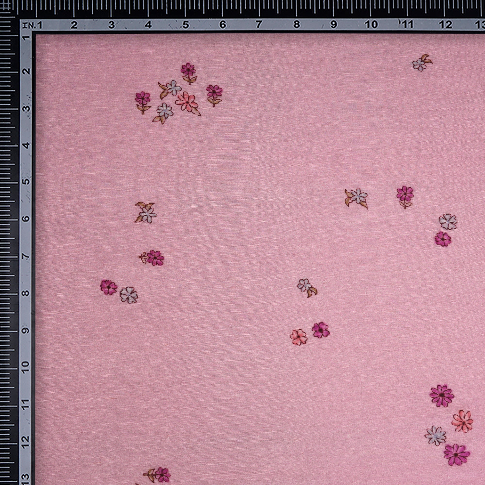 (Pre-Cut 0.80 Mtr)Pink Floral Pattern Digital Printed Bemberg Fabric