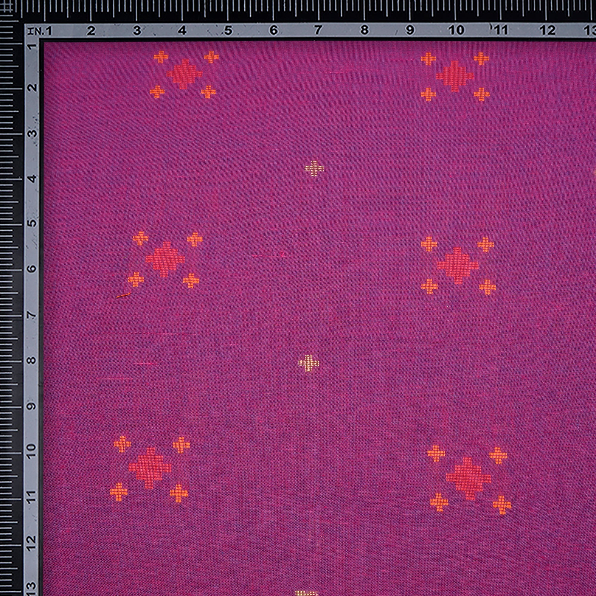 (Pre-Cut 2.00 Mtr)Dahlia Mauve Geometric Pattern Yarn Dyed Cutwork Fancy South Cotton Fabric