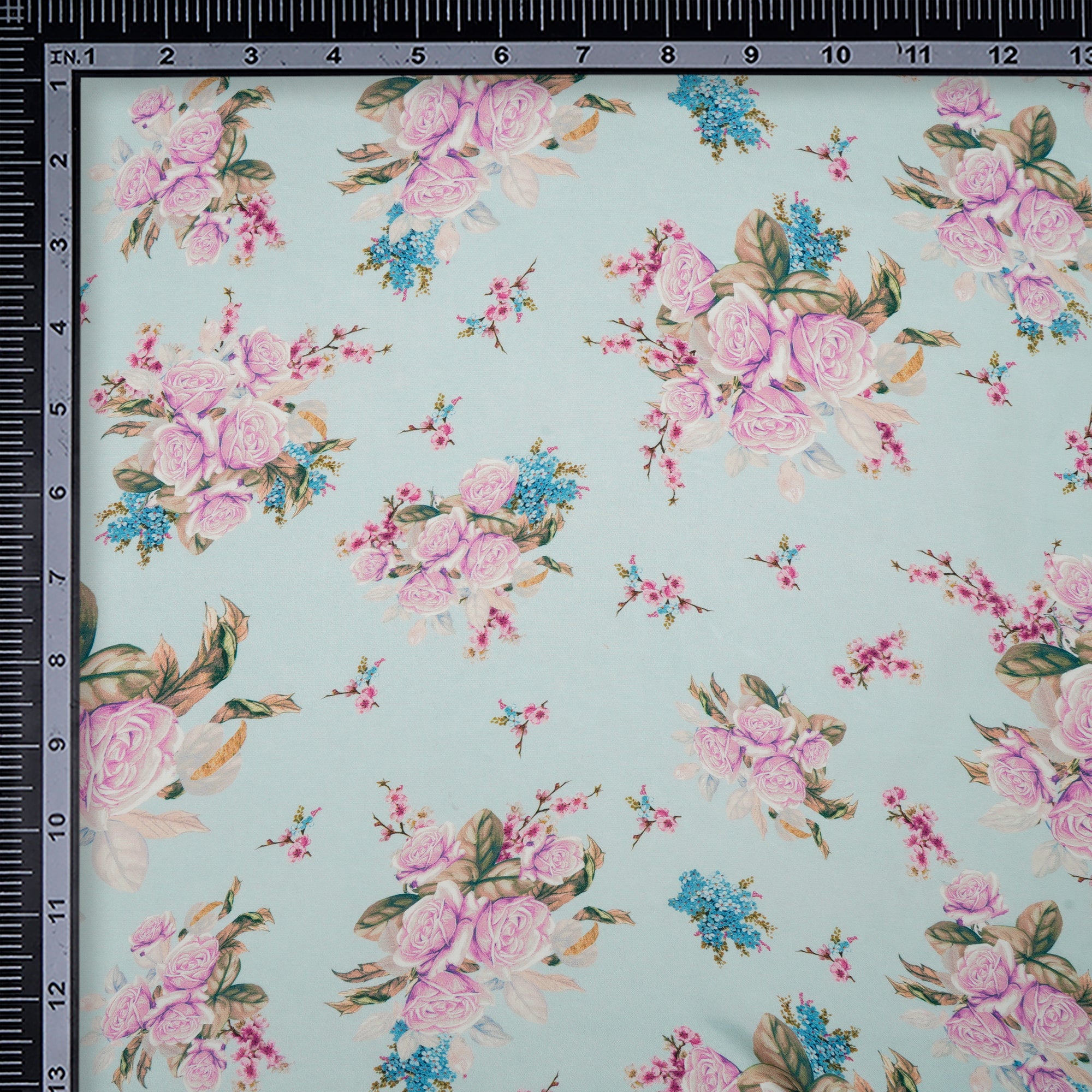 (Pre-Cut 1.25 Mtr)Multi Color Floral Pattern Digital Print-Bemberg Paper Silk