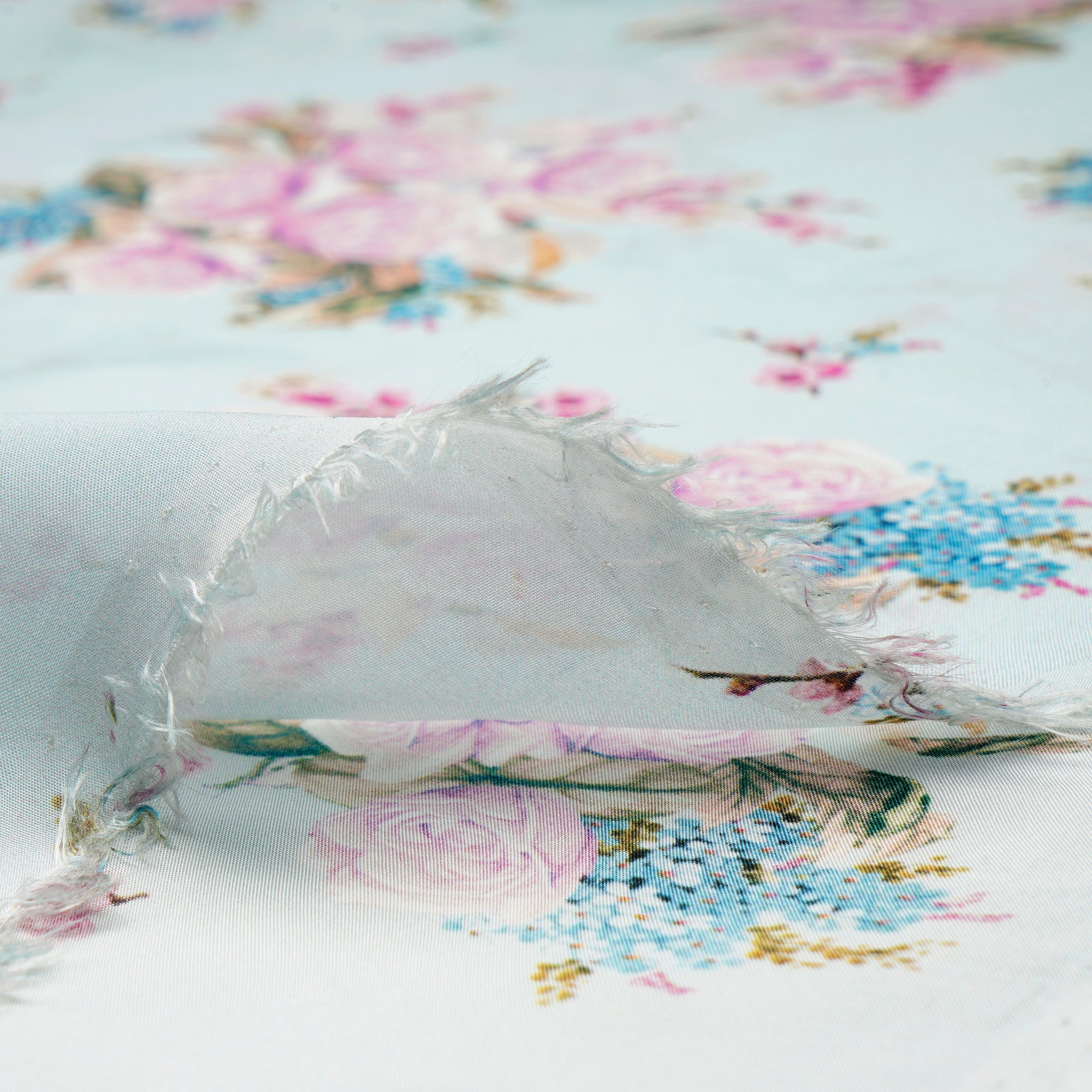 (Pre-Cut 1.25 Mtr)Multi Color Floral Pattern Digital Print-Bemberg Paper Silk