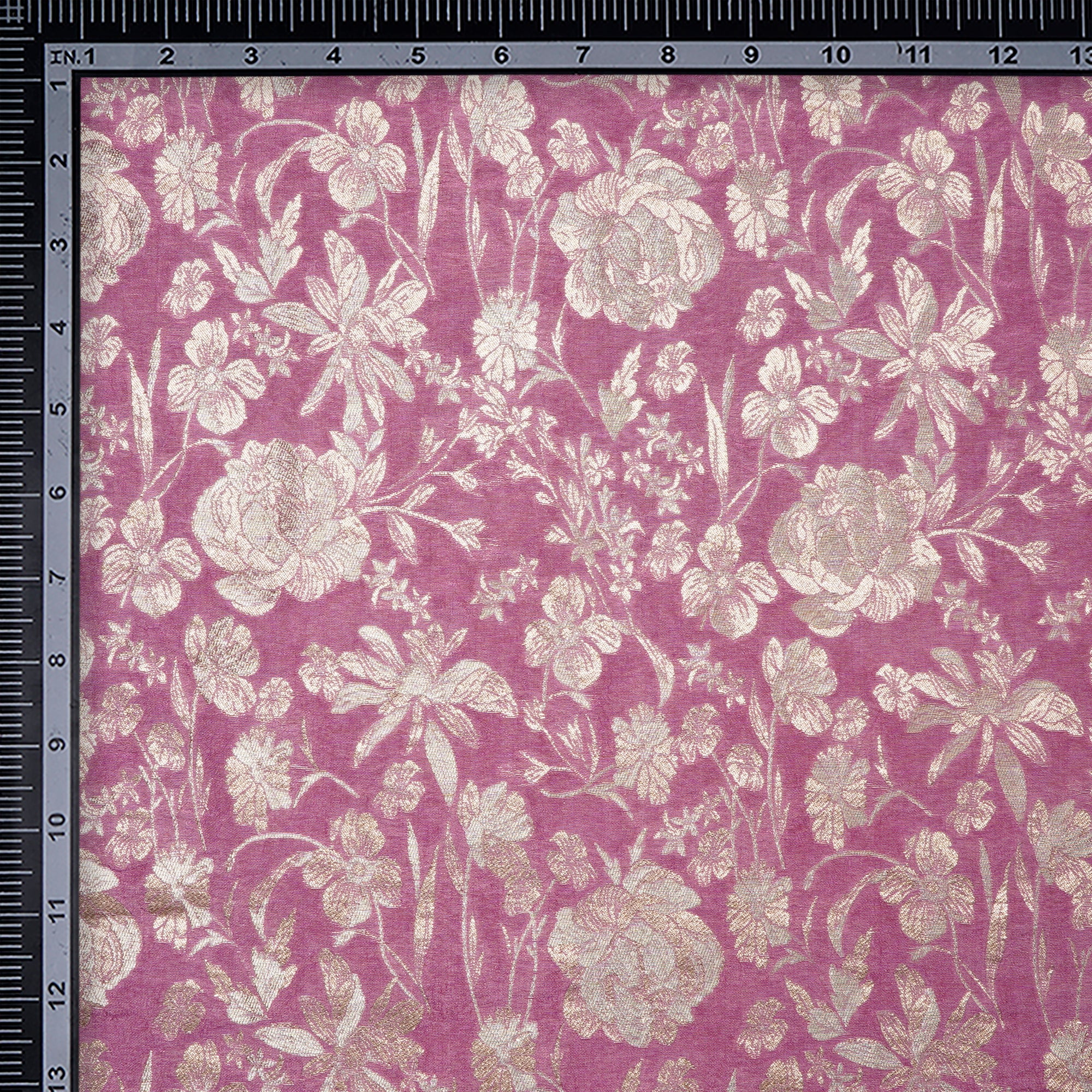 (Pre-Cut 0.50 Mtr)Purple Floral Pattern Brocade Fabrics