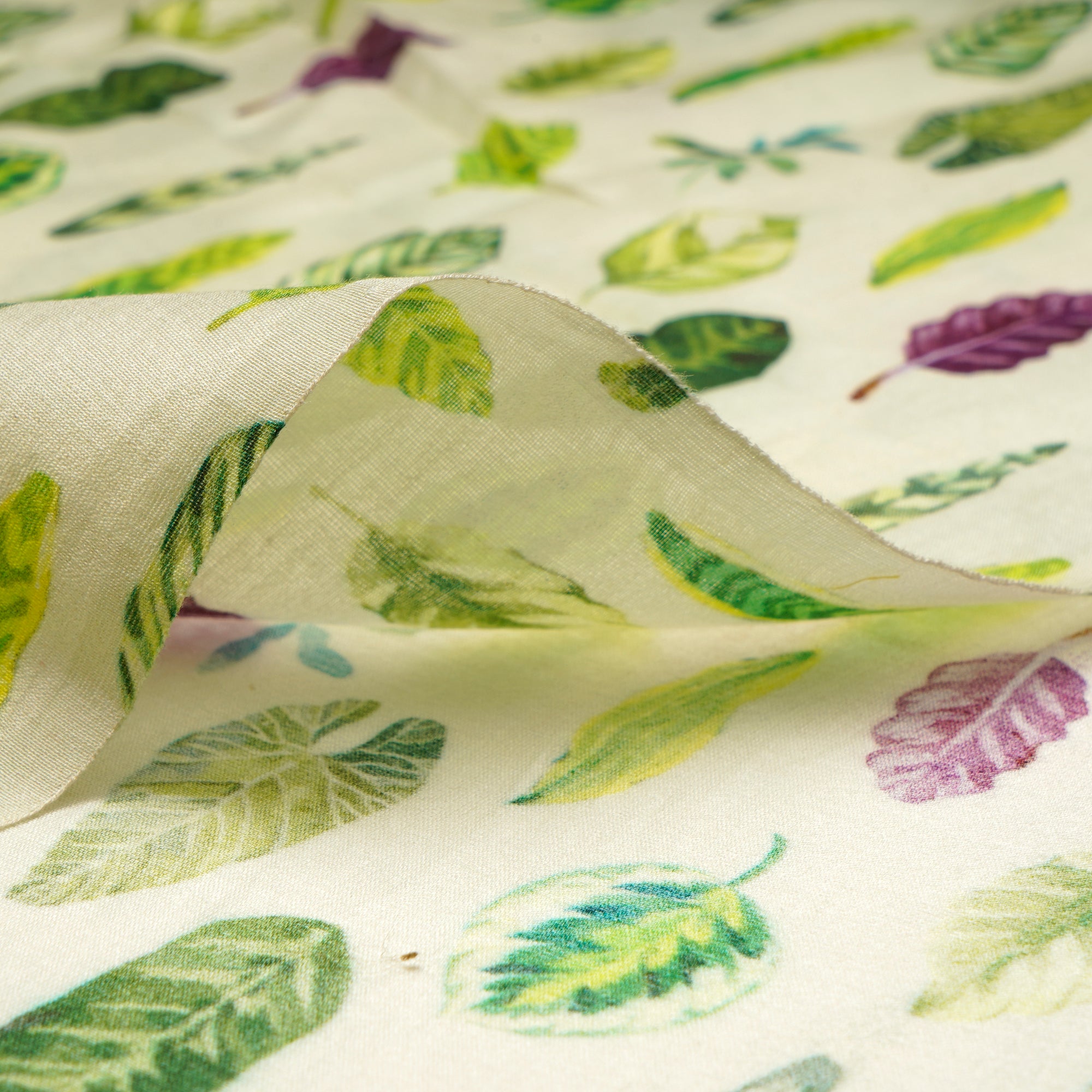 (Pre-Cut 1.95 Mtr)Cream All Over Motif Pattern Digital Print Silk Cotton Fabric