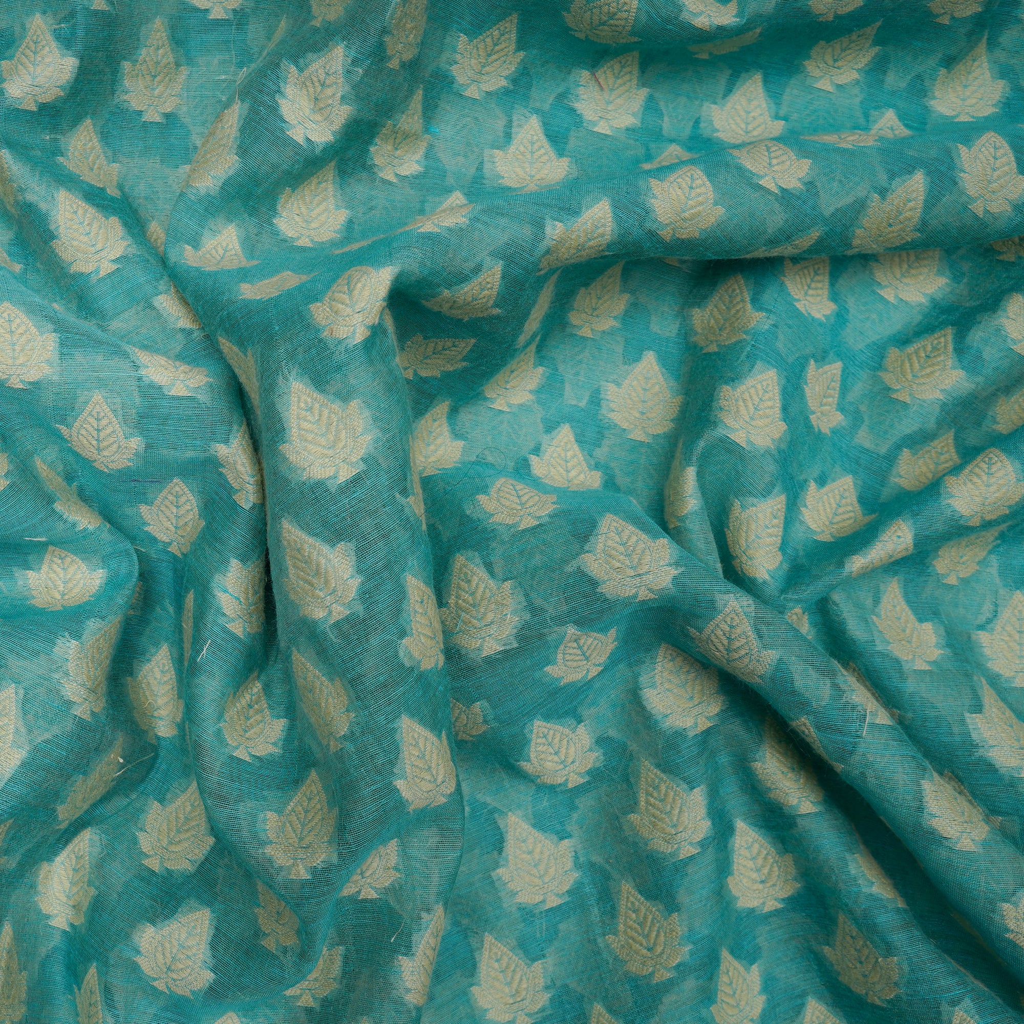 (Pre-Cut 2.50 Mtr)Sky Blue All Over Pattern Jaquard Chanderi Fabric