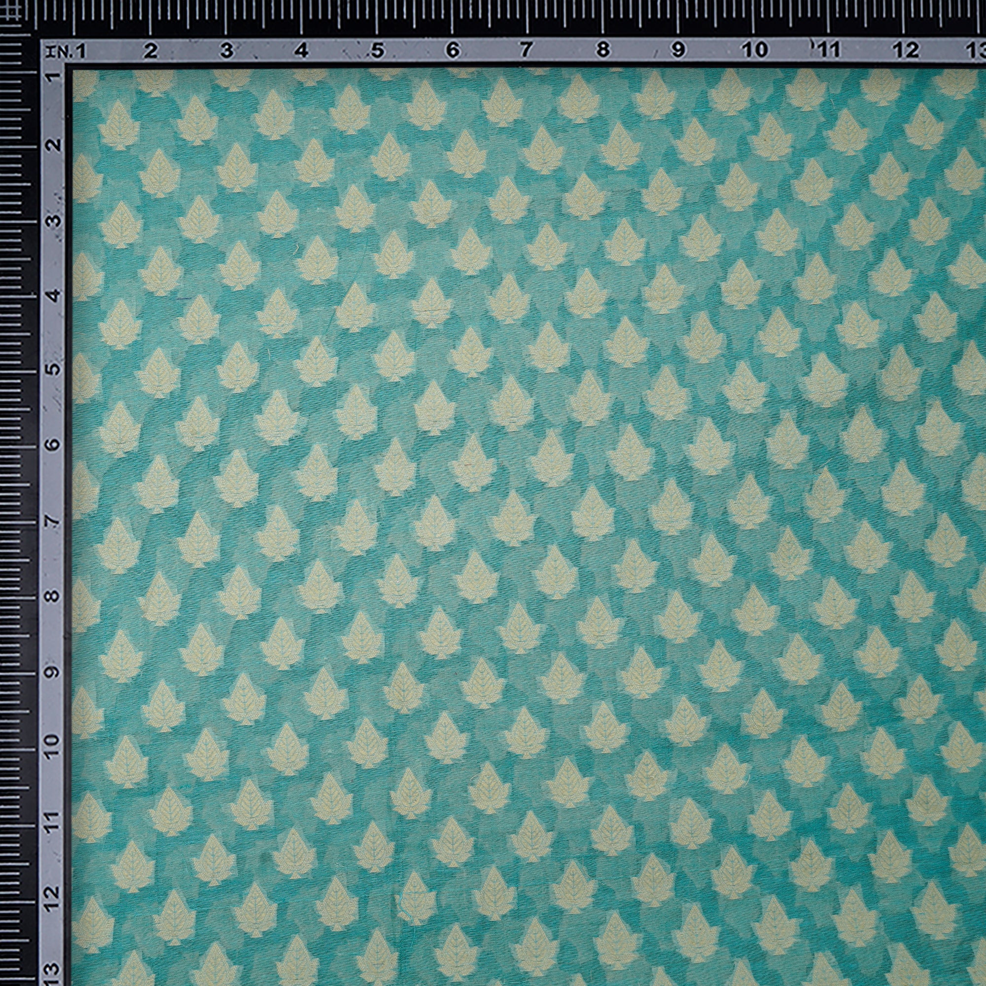 (Pre-Cut 2.50 Mtr)Sky Blue All Over Pattern Jaquard Chanderi Fabric