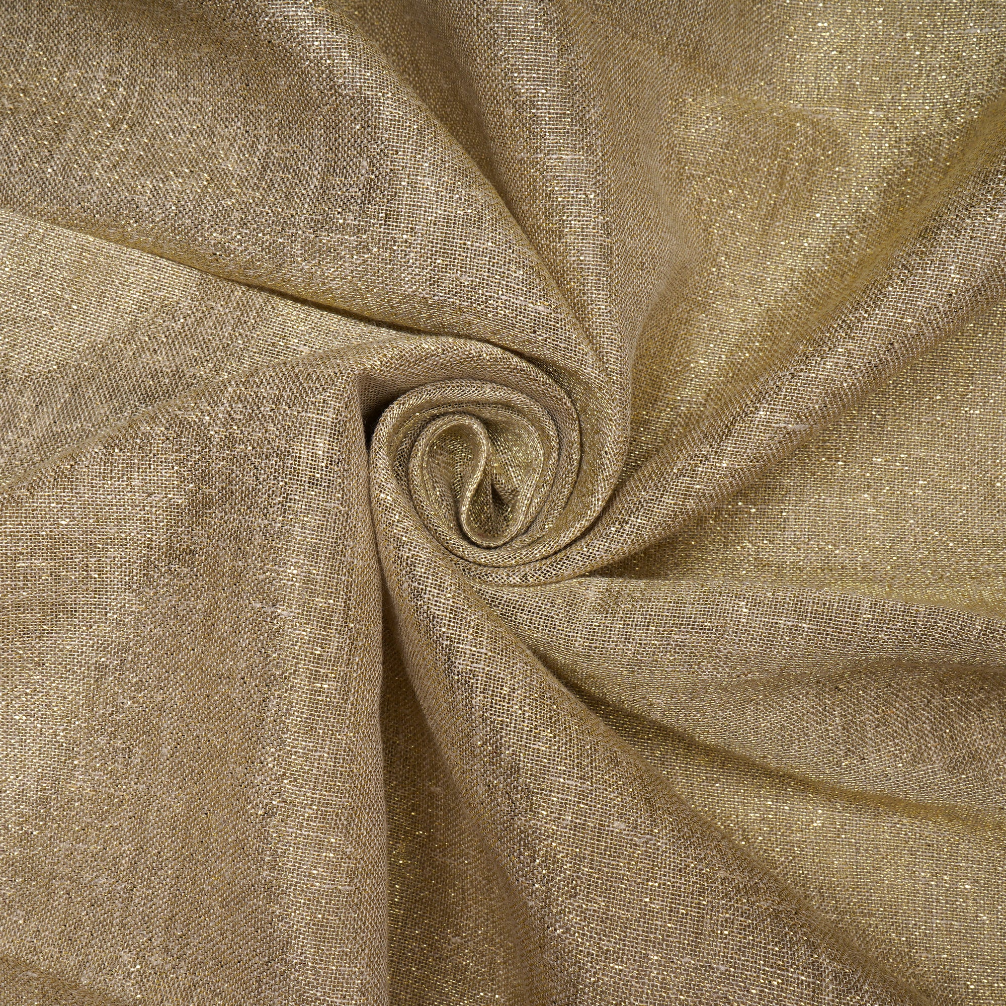 Buy (Pre-Cut 2.00 Mtr)Golden Natural Premium Metallic Linen Fabric| FFAB