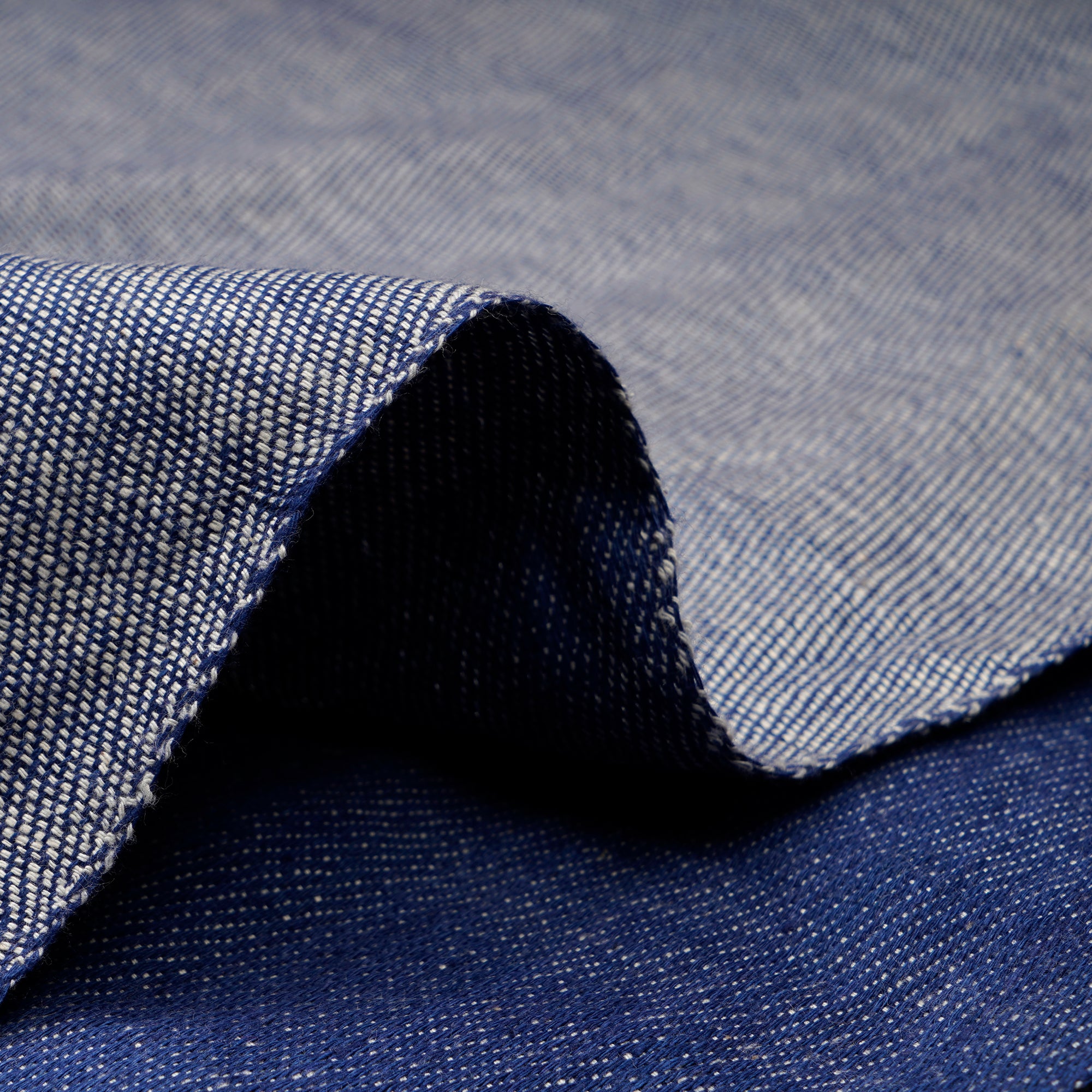 (Pre-Cut 2.40 Mtr)Blue Handspun Handwoven Cotton Denim Fabric