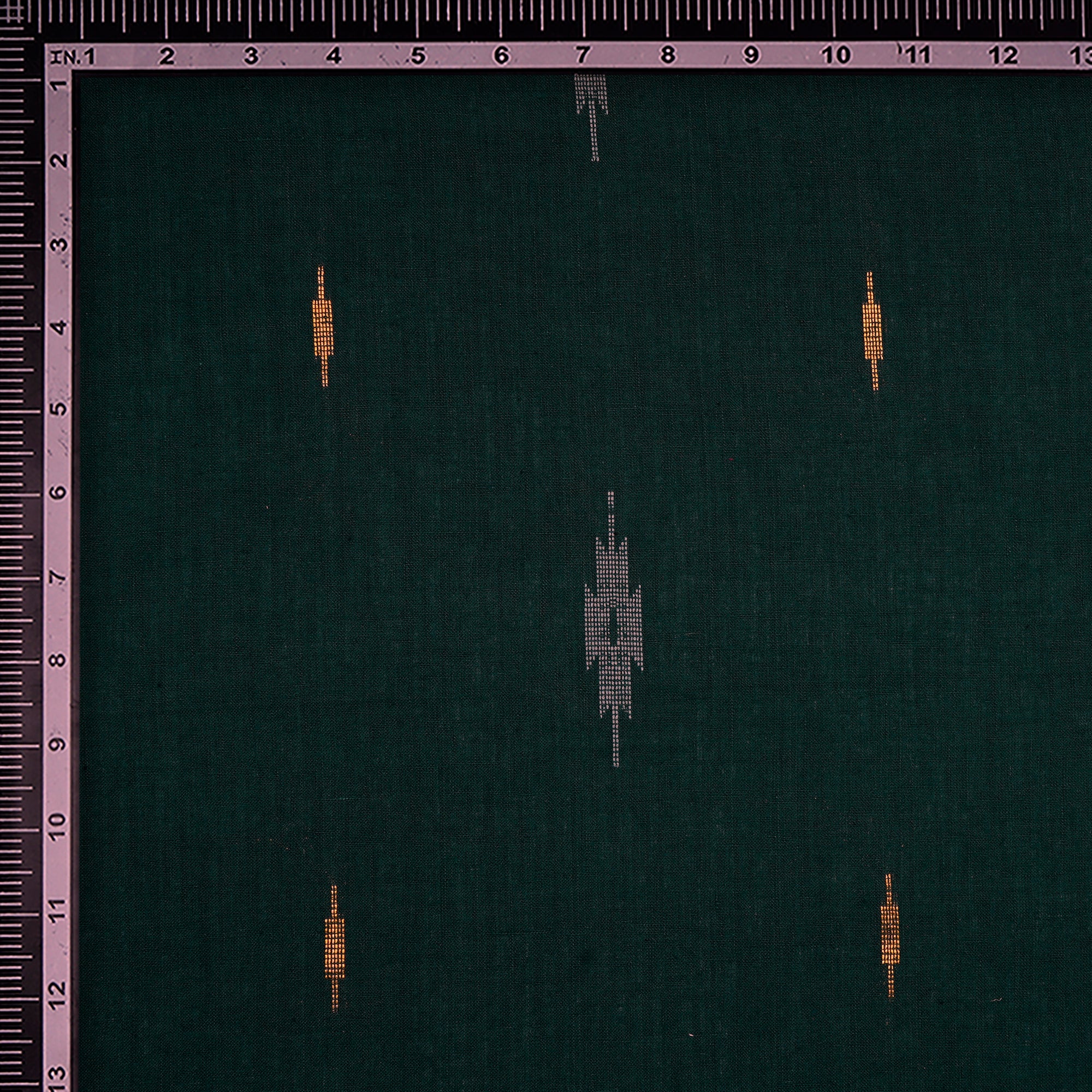 (Pre-Cut 0.60 Mtr)Dark Green Geometric Pattern Yarn Dyed Cutwork Fancy South Cotton Fabric