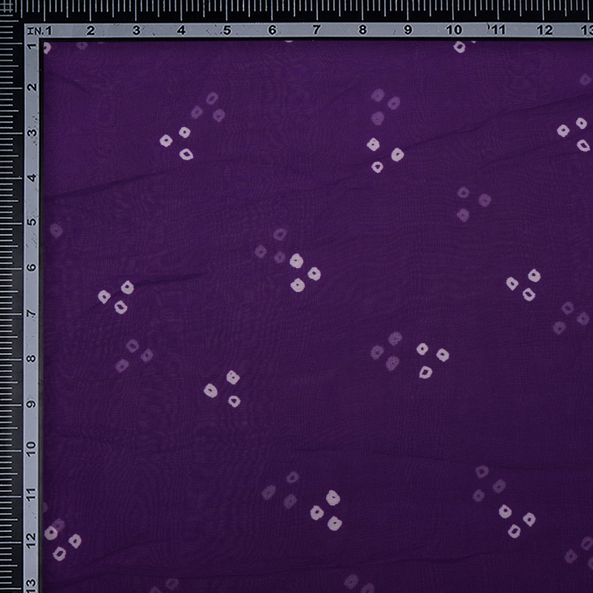 (Pre-Cut 4.80 Mtr) Purple Bandhani Pattern Digital Print Viscose Organza Fabric