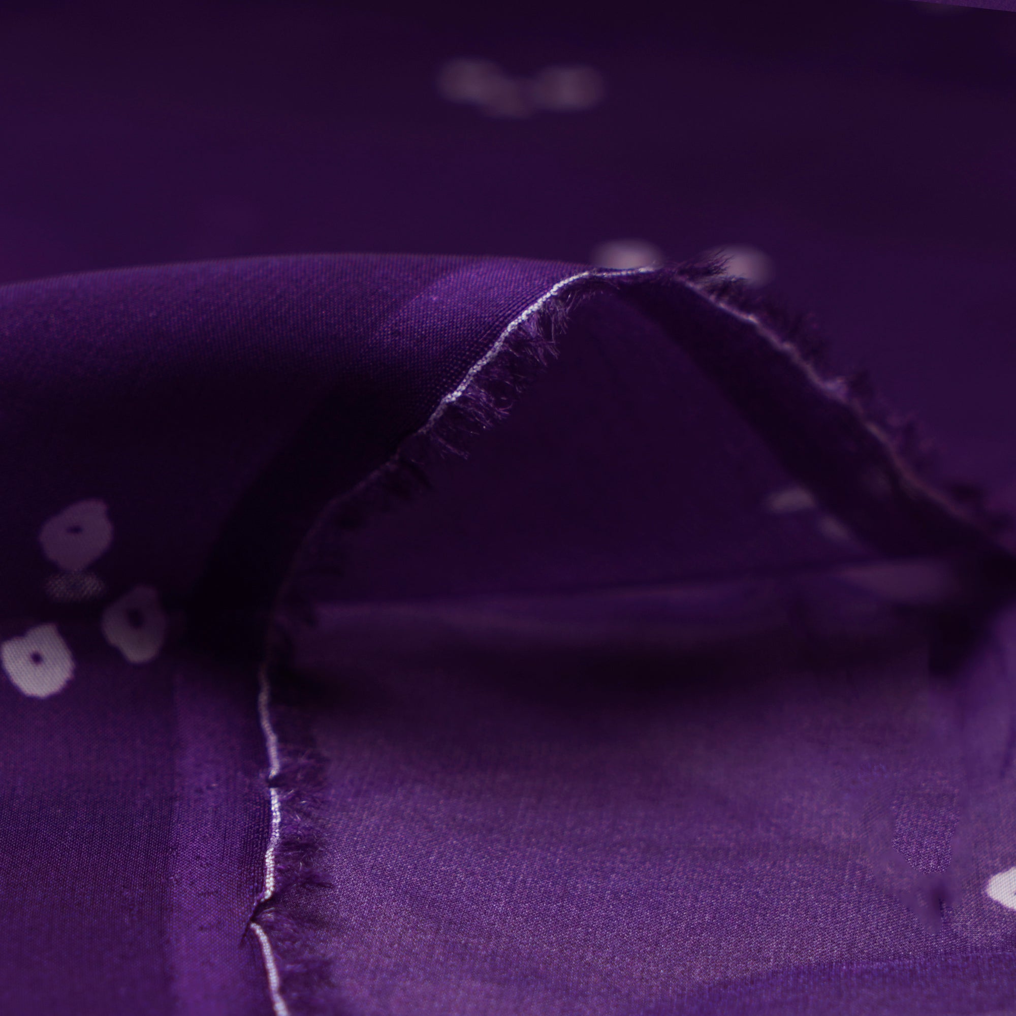 (Pre-Cut 4.80 Mtr) Purple Bandhani Pattern Digital Print Viscose Organza Fabric