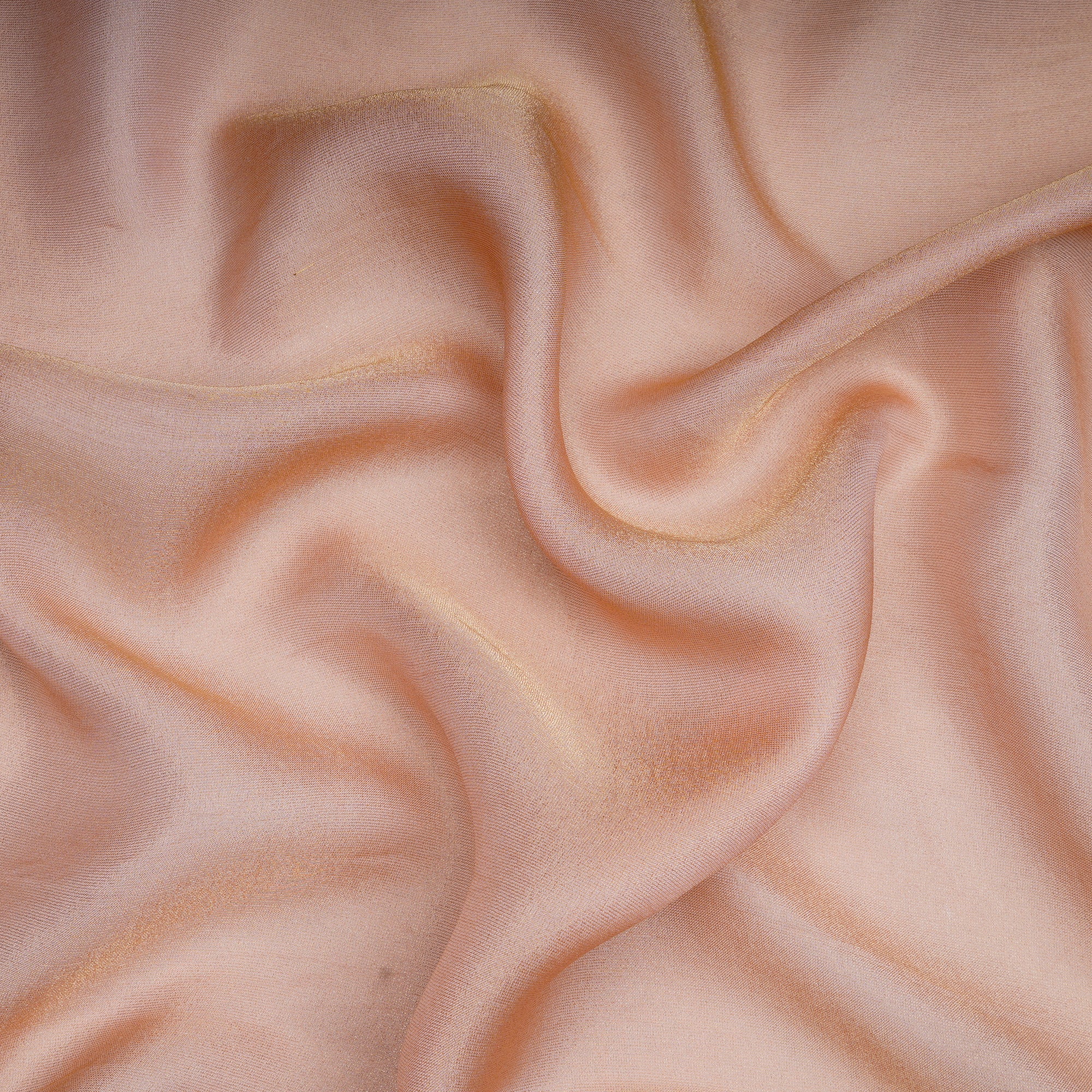 (Pre-Cut 1.00 Mtr)Light Peach Piece Dyed Plain Viscose Tissue Fabric