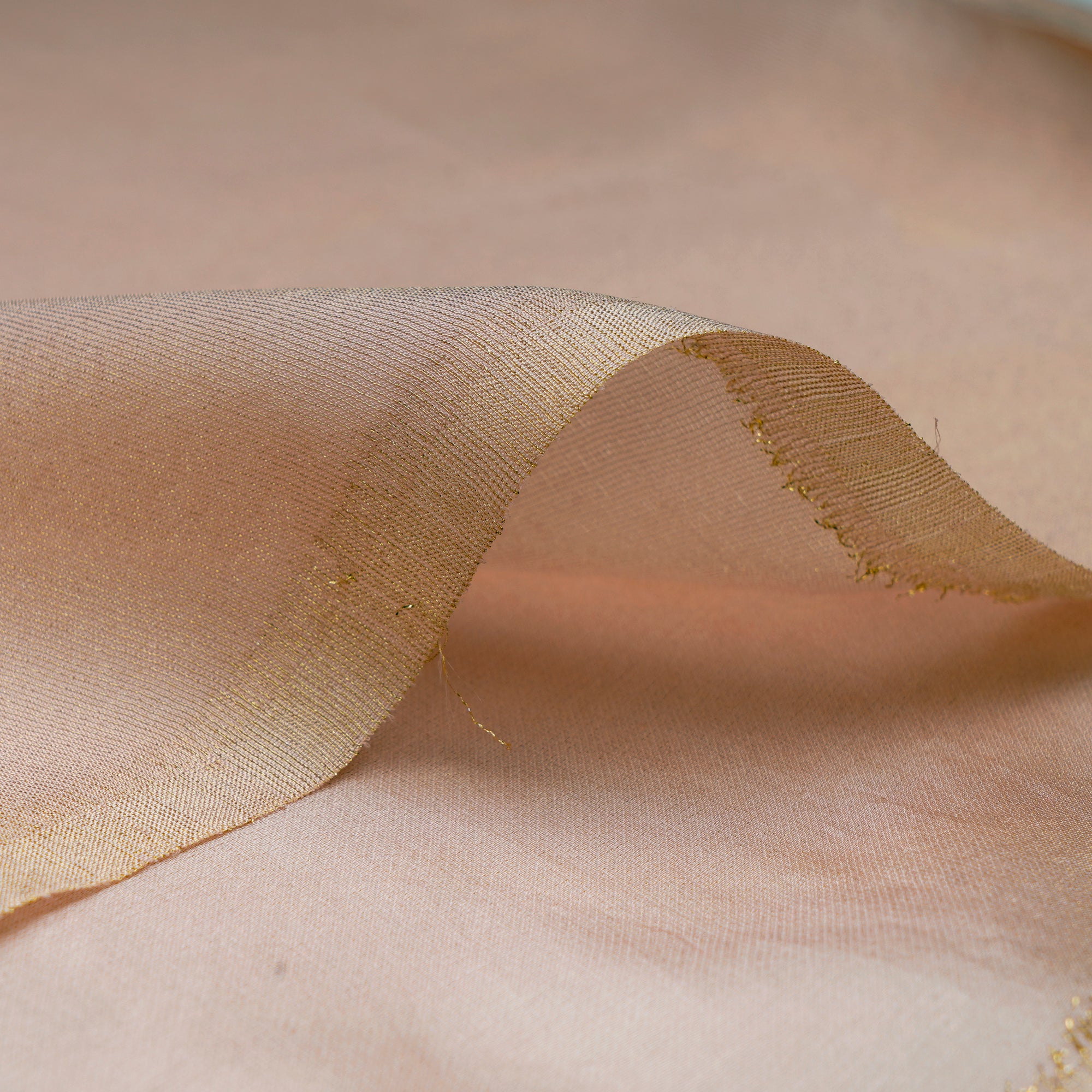 (Pre-Cut 1.00 Mtr)Light Peach Piece Dyed Plain Viscose Tissue Fabric