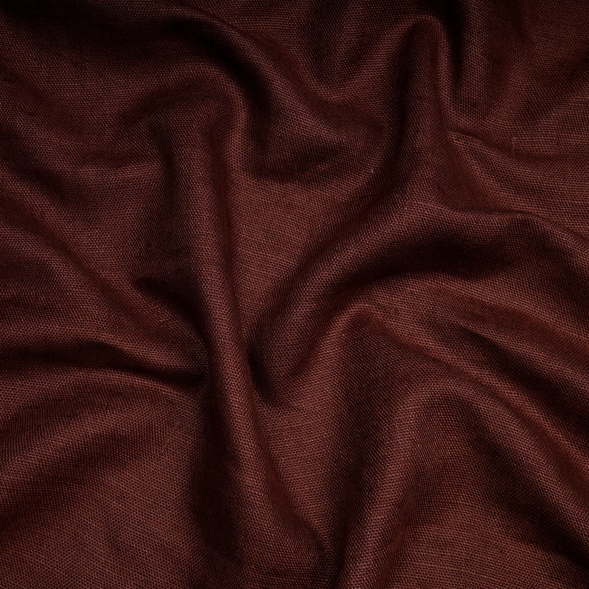 (Pre-Cut 1.65 Mtr)Dark Brown Piece Dyed Plain Cotton-Linen Fabric