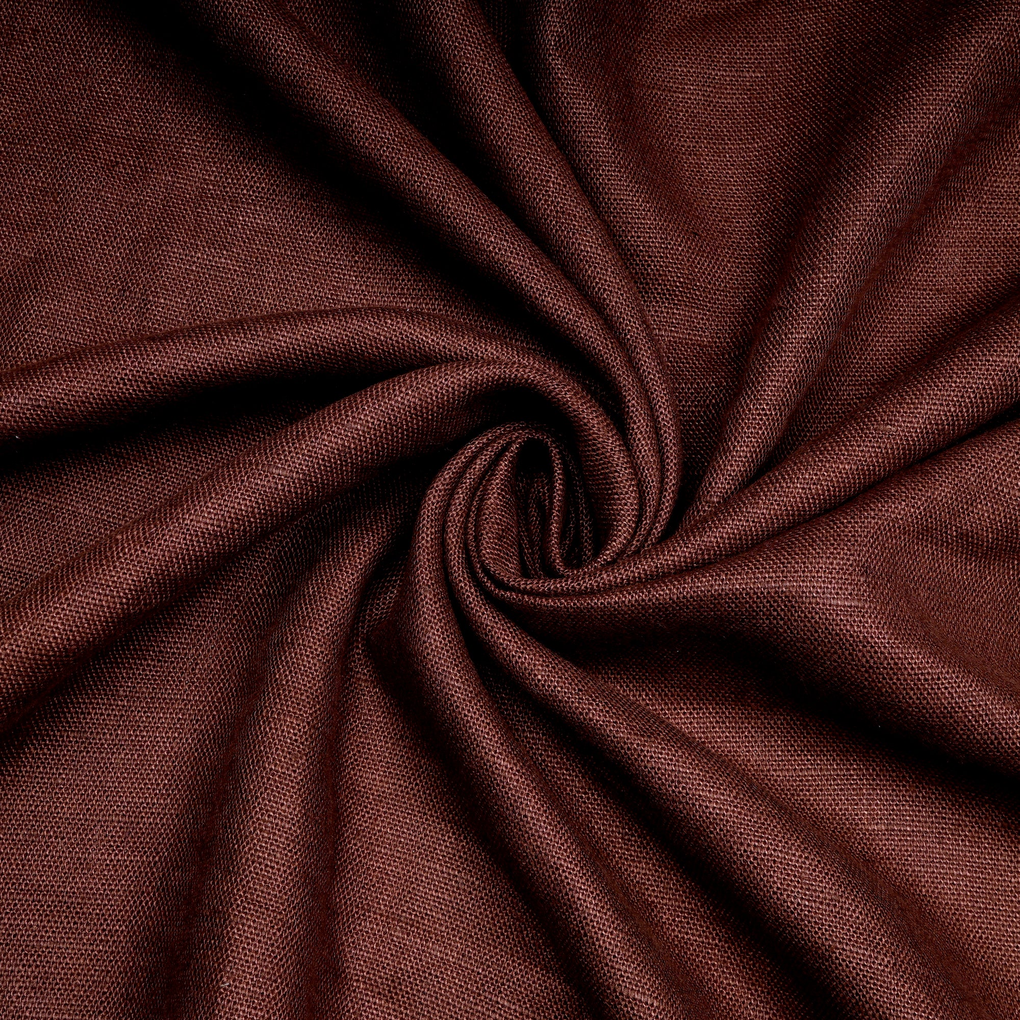 (Pre-Cut 1.65 Mtr)Dark Brown Piece Dyed Plain Cotton-Linen Fabric