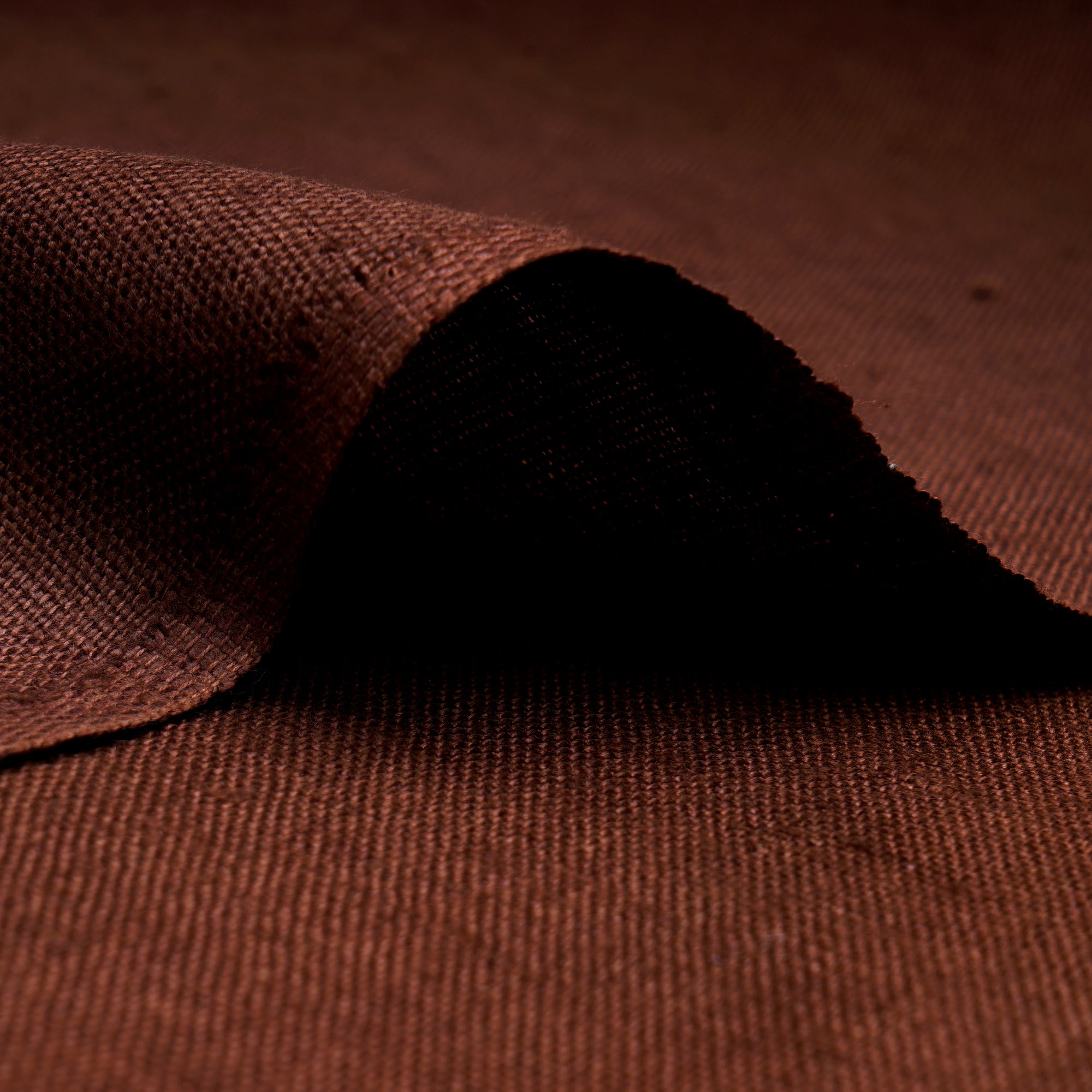 (Pre-Cut 1.65 Mtr)Dark Brown Piece Dyed Plain Cotton-Linen Fabric