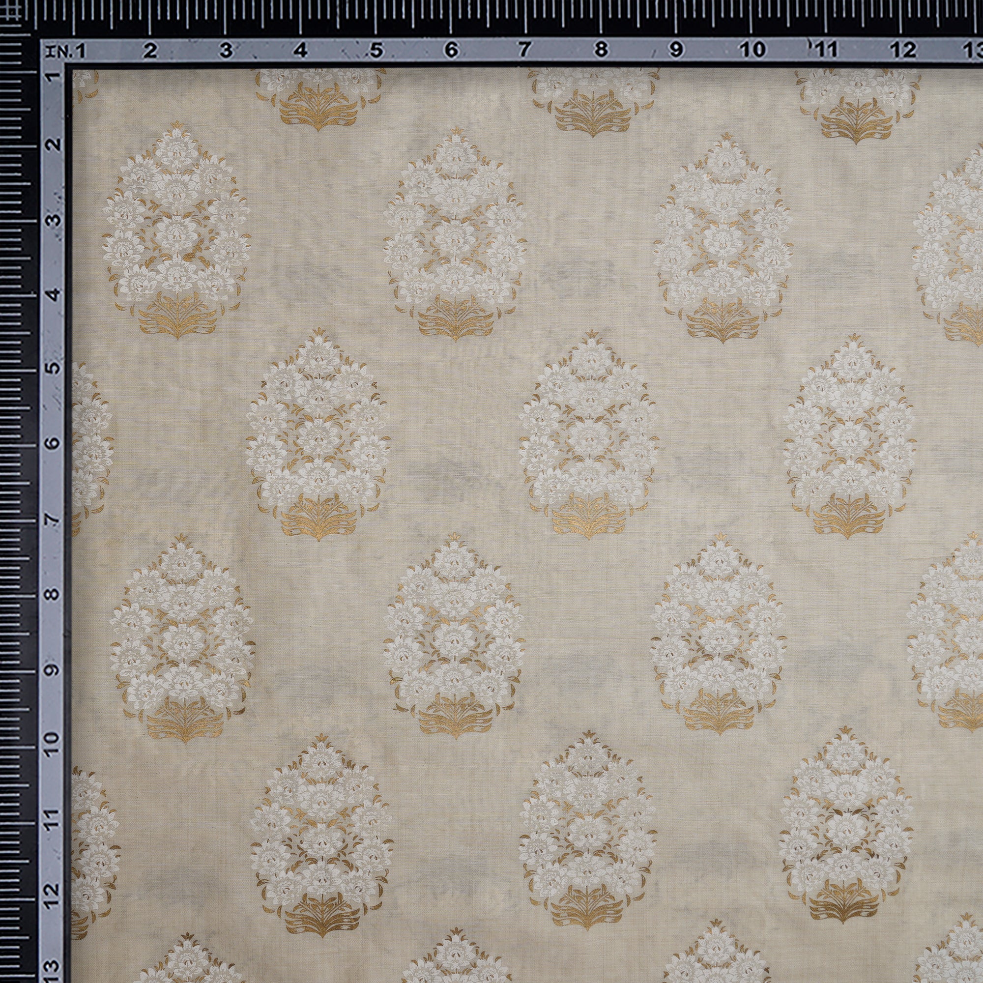 (Pre-Cut 3.40Mtr)Beige Color Printed Poly Viscose Fabric