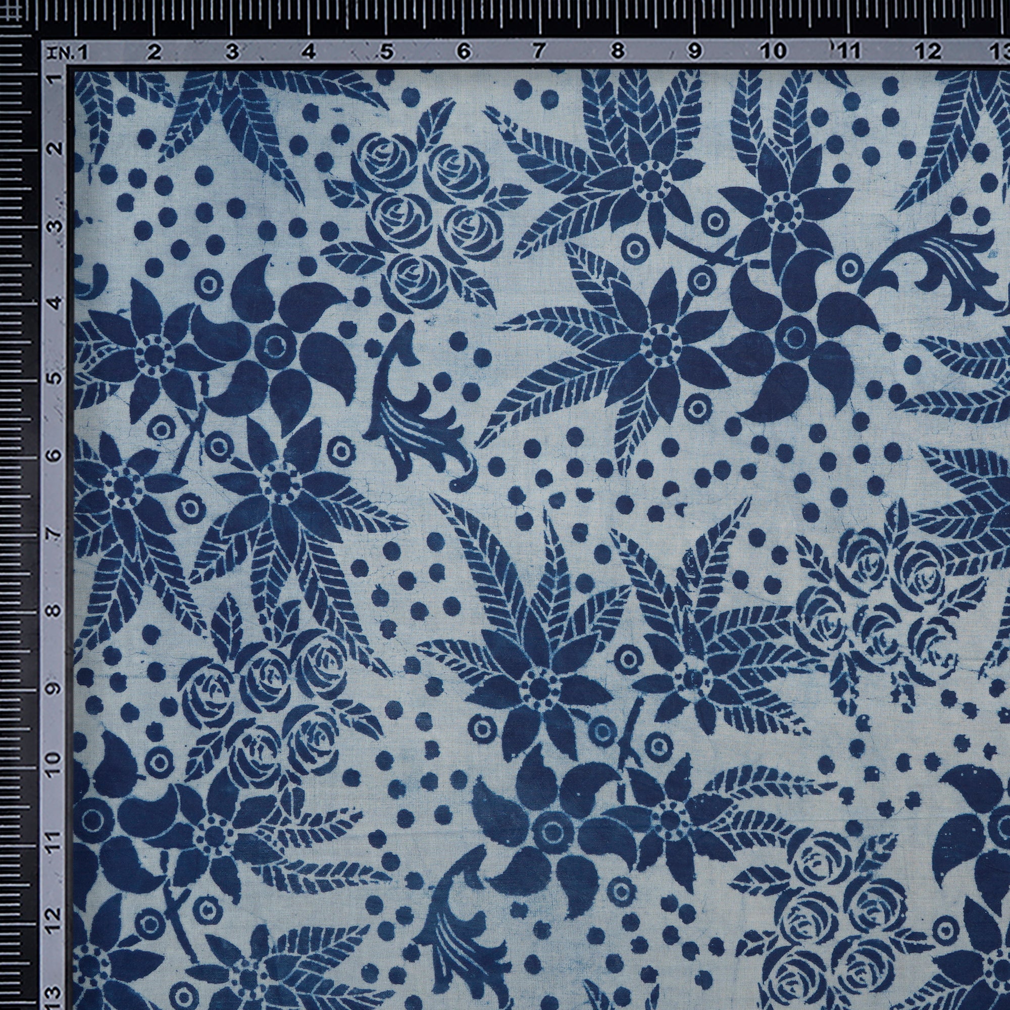 (Pre-Cut 1.50 Mtr)Indigo Blue Hand Block Natural Dye Dabu Printed Cotton Fabricprecuts&&2041