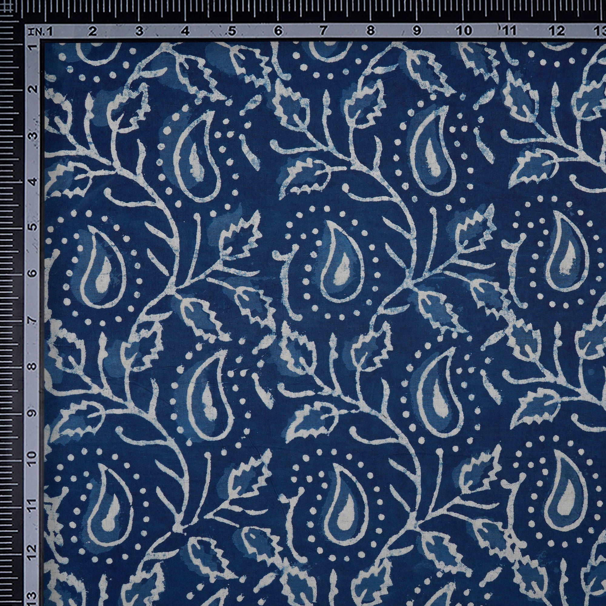 (Pre-Cut 2.00 Mtr)Indigo Blue Hand Block Natural Dye Dabu Printed Cotton Fabricprecuts&&2042