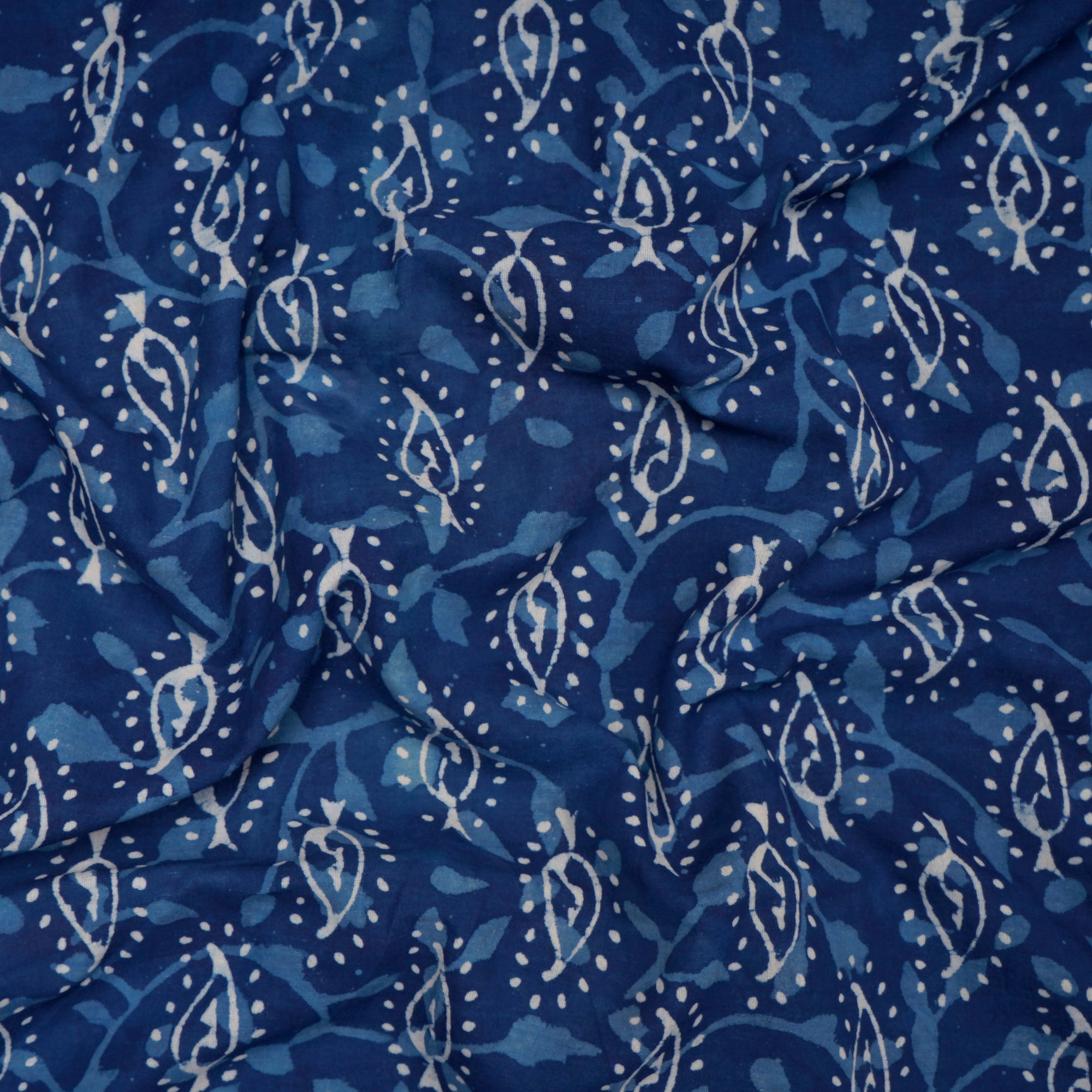 (Pre-Cut 3.60 Mtr)Indigo Blue Hand Block Natural Dye Dabu Printed Cotton Fabricprecuts&&2040
