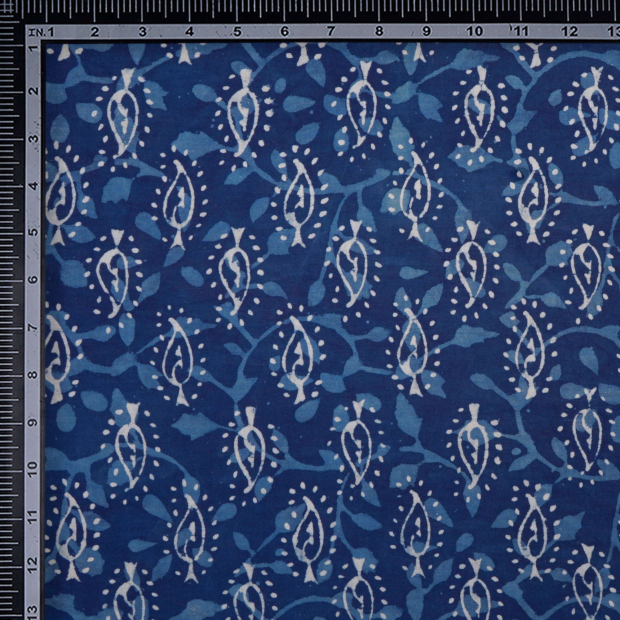 (Pre-Cut 3.60 Mtr)Indigo Blue Hand Block Natural Dye Dabu Printed Cotton Fabricprecuts&&2040