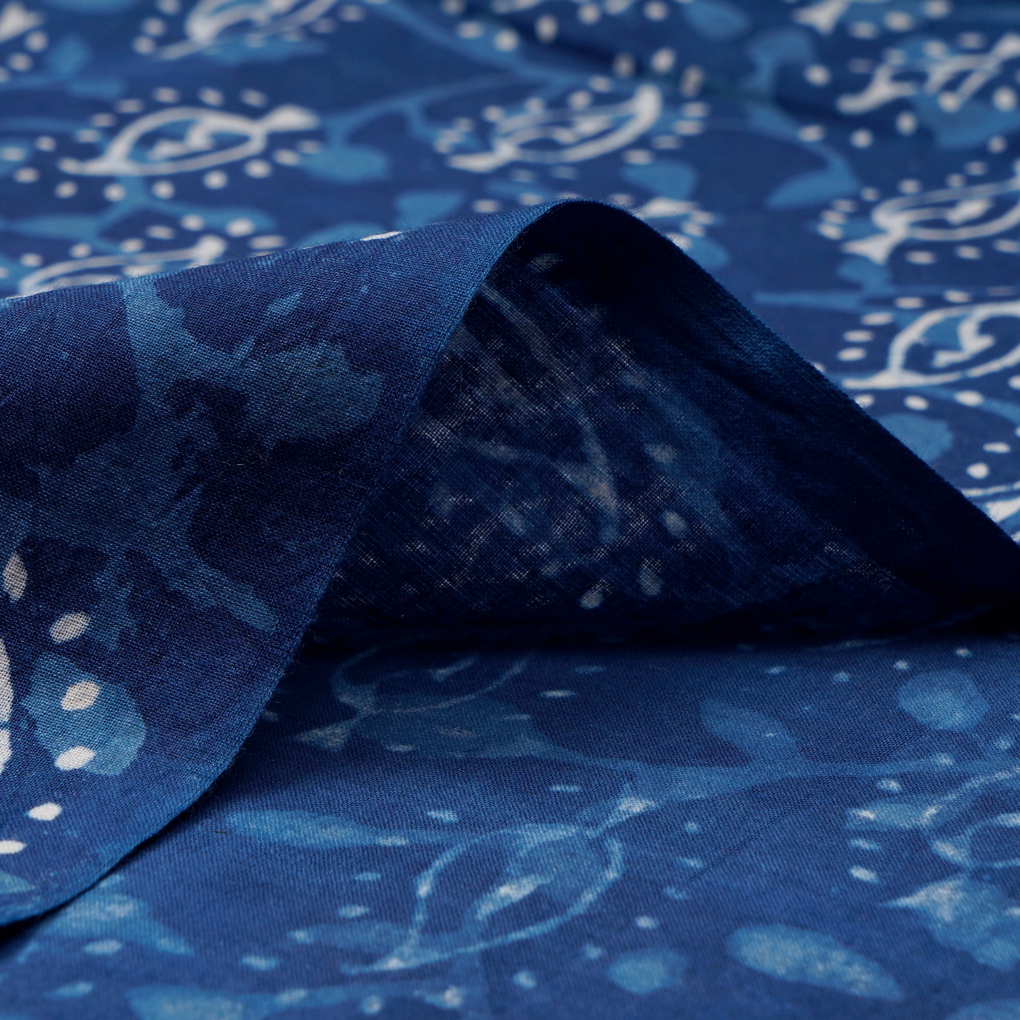 (Pre-Cut 3.60 Mtr)Indigo Blue Hand Block Natural Dye Dabu Printed Cotton Fabricprecuts&&2040