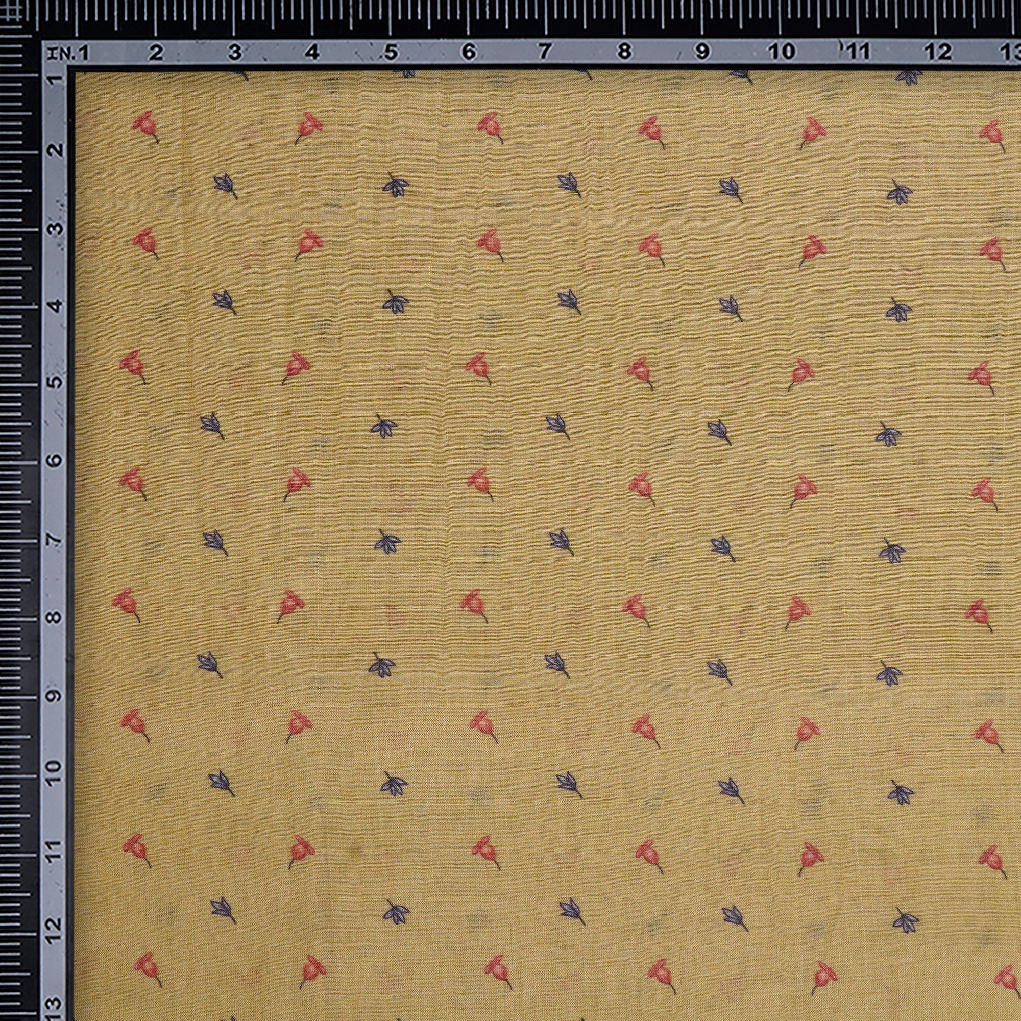 (Pre-Cut 4.30 Mtr)Southern Moss All Over Pattern Digital Print Tusser Chanderi Fabric