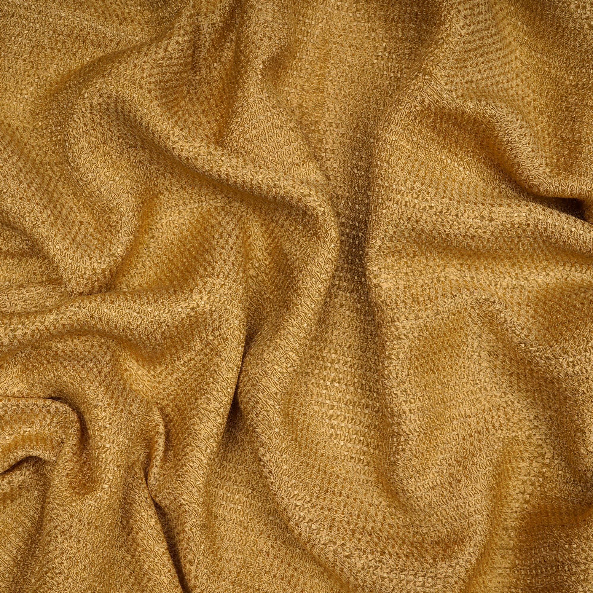 (Pre-Cut 3.00 Mtr)Tuscan Sun Yellow Piece Dyed Dobby Fabric