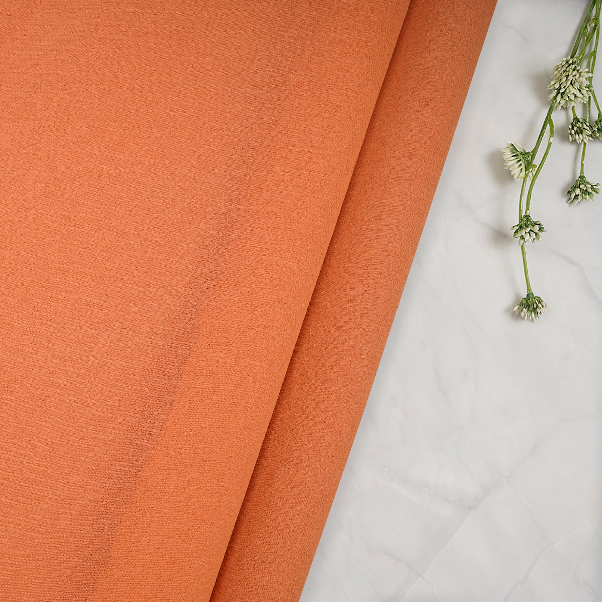 (Pre-Cut 3.85 Mtr)Pale Orange Color Bemberg Chiffon Fabric