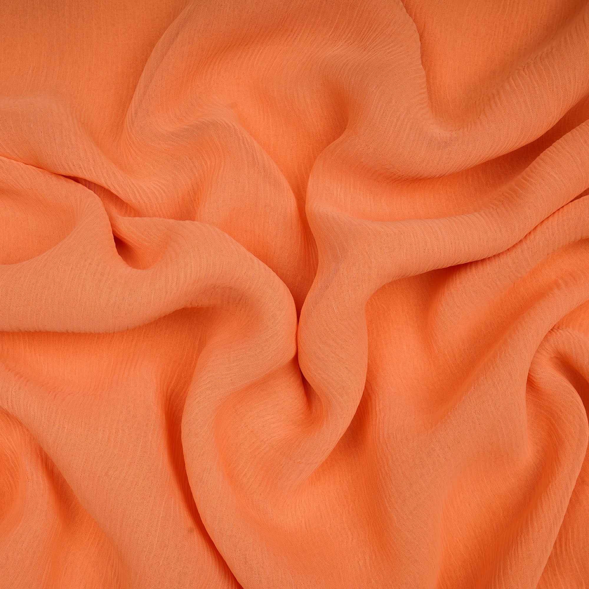 (Pre-Cut 3.85 Mtr)Pale Orange Color Bemberg Chiffon Fabric