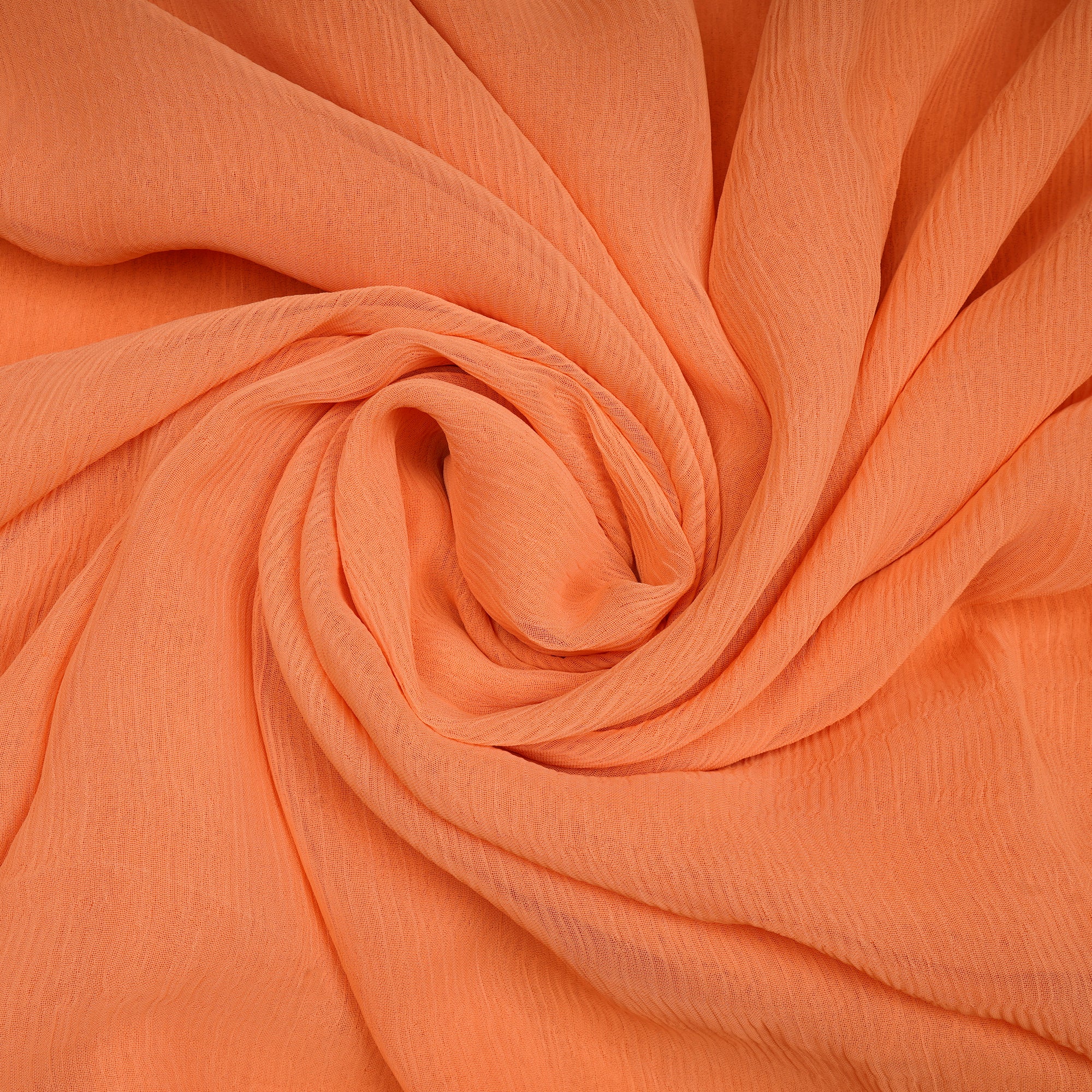 (Pre-Cut 3.85 Mtr)Pale Orange Color Bemberg Chiffon Fabric