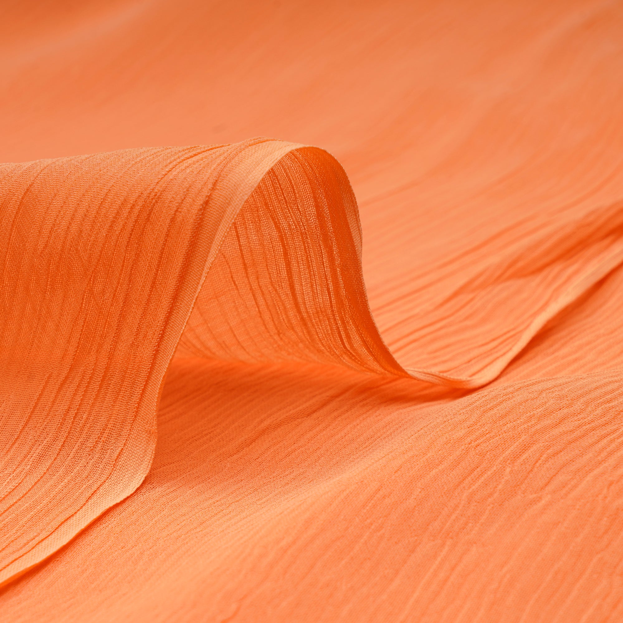 (Pre-Cut 3.85 Mtr)Pale Orange Color Bemberg Chiffon Fabric