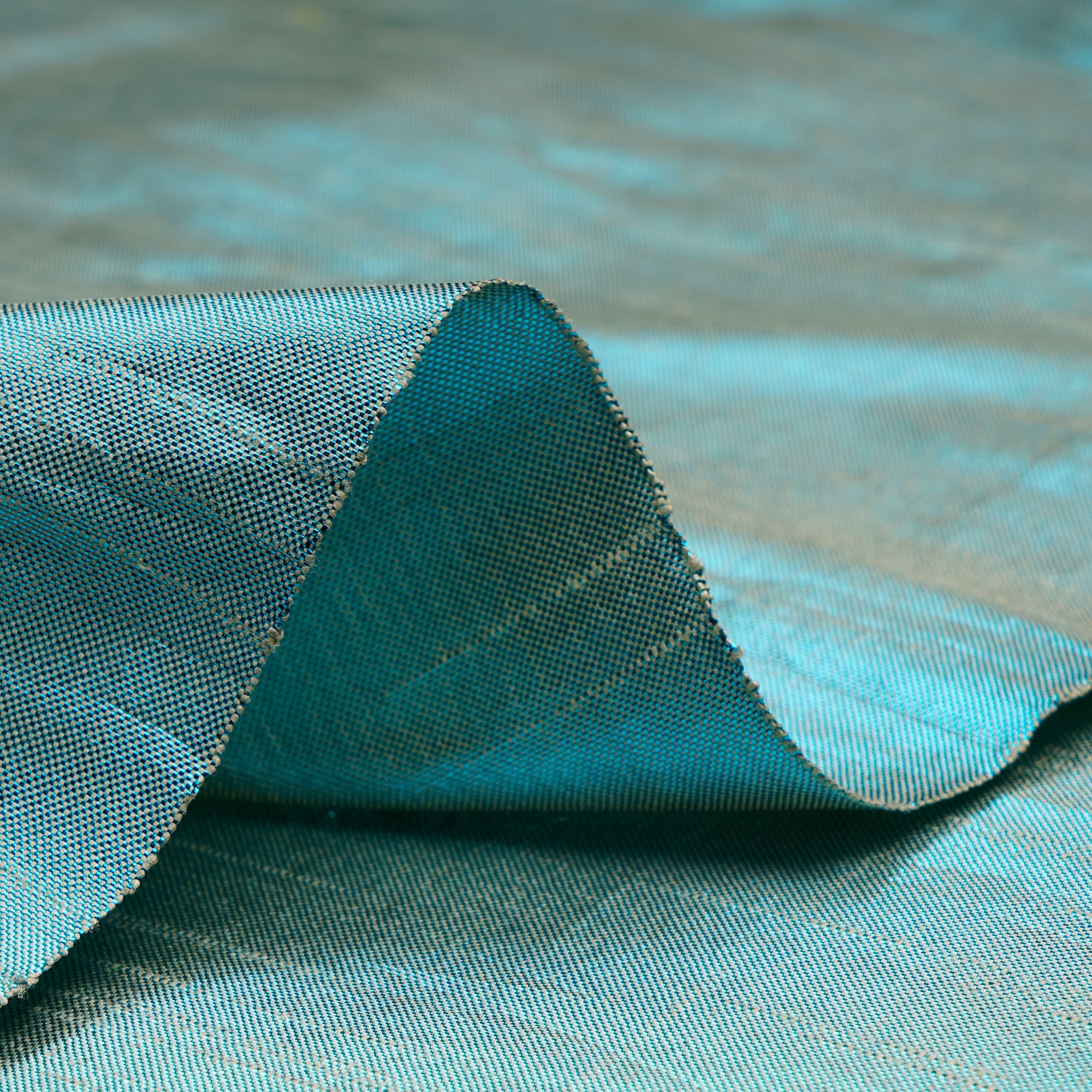 (Pre-Cut 1.90 Mtr)Blue Plain Poly-Cotton Fabric