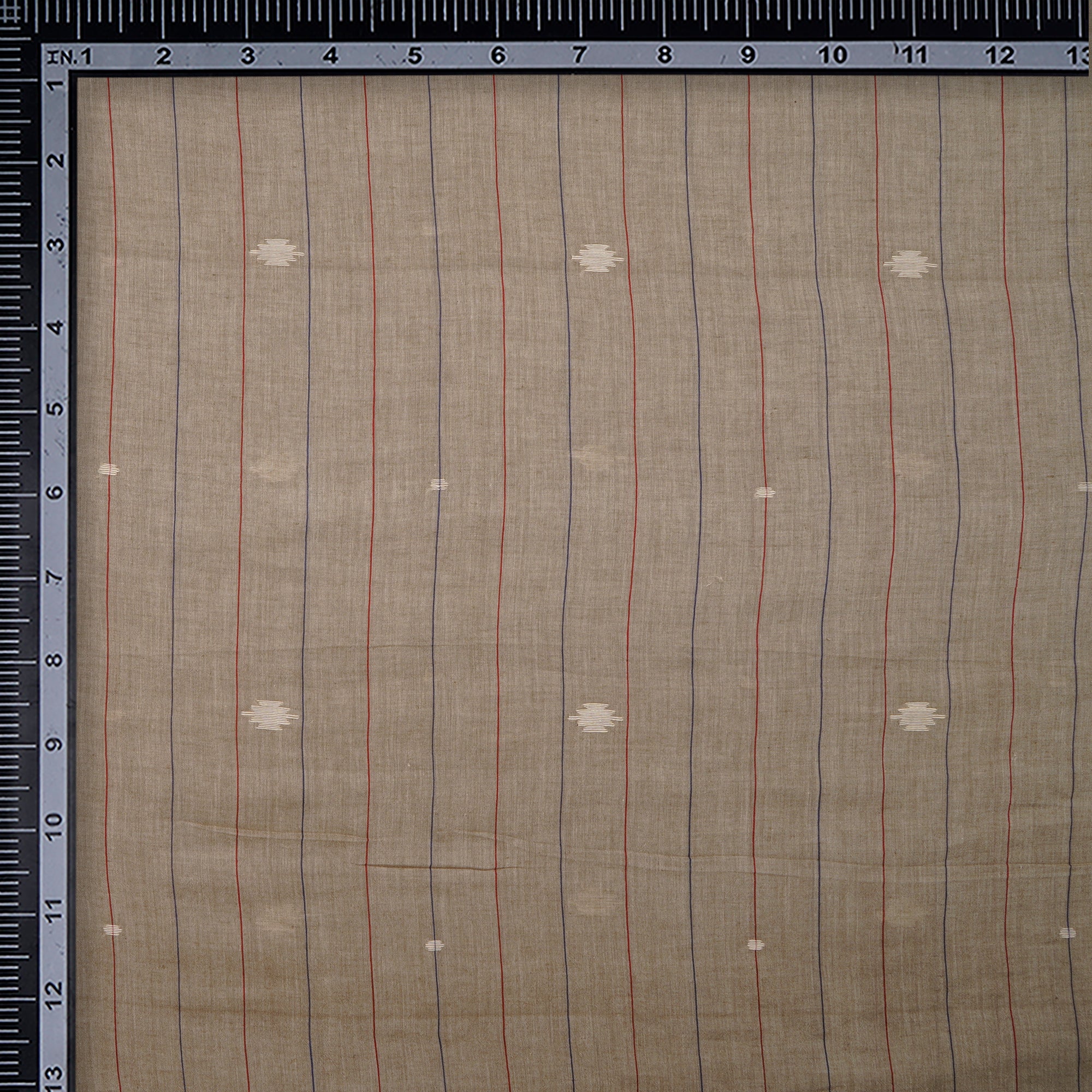 (Pre-Cut 1.80 Mtr)Coffee Brown Handloom Jamdani Pure Cotton Fabric