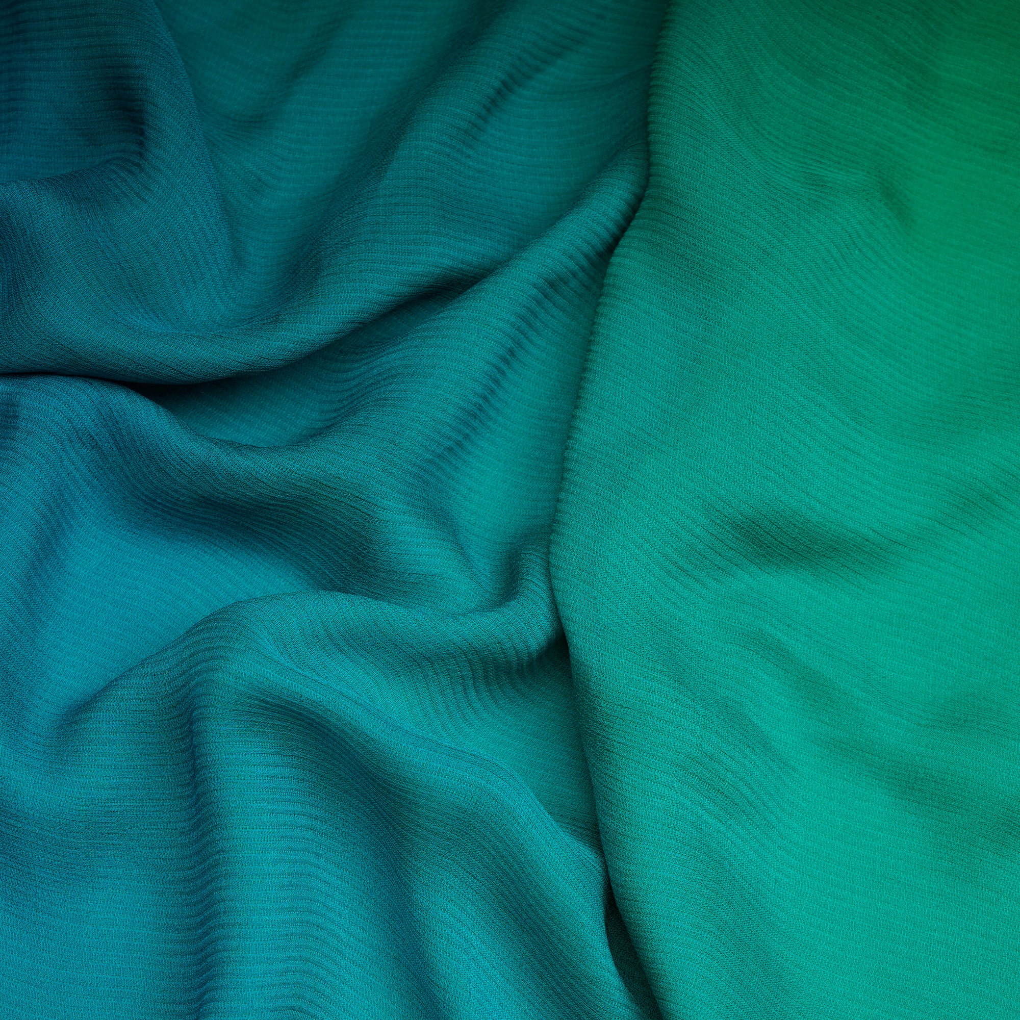 (Pre-Cut 3.60 Mtr) Multi Color Ombre Dyed Chiffon Silk Fabric