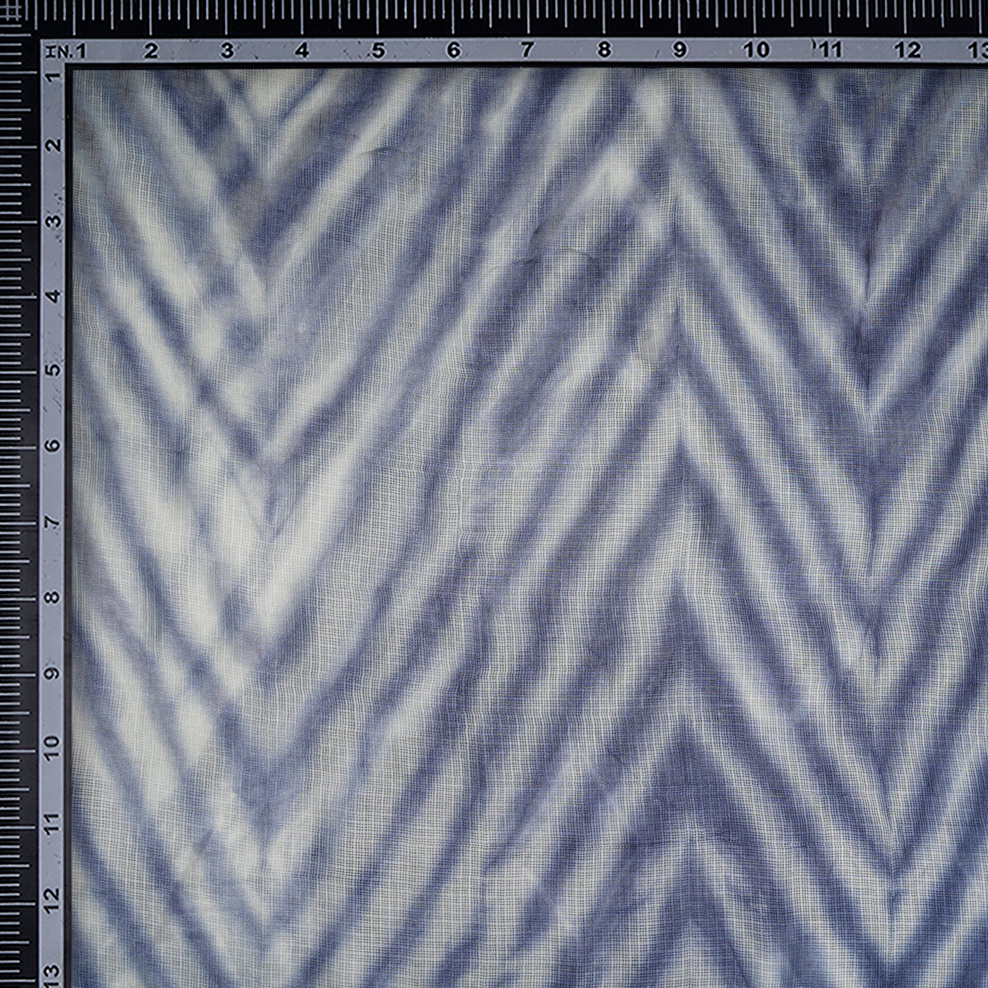 (Pre-Cut 4.60 Mtr) Blue Handcrafted Shibori Pure Kota Silk Fabric