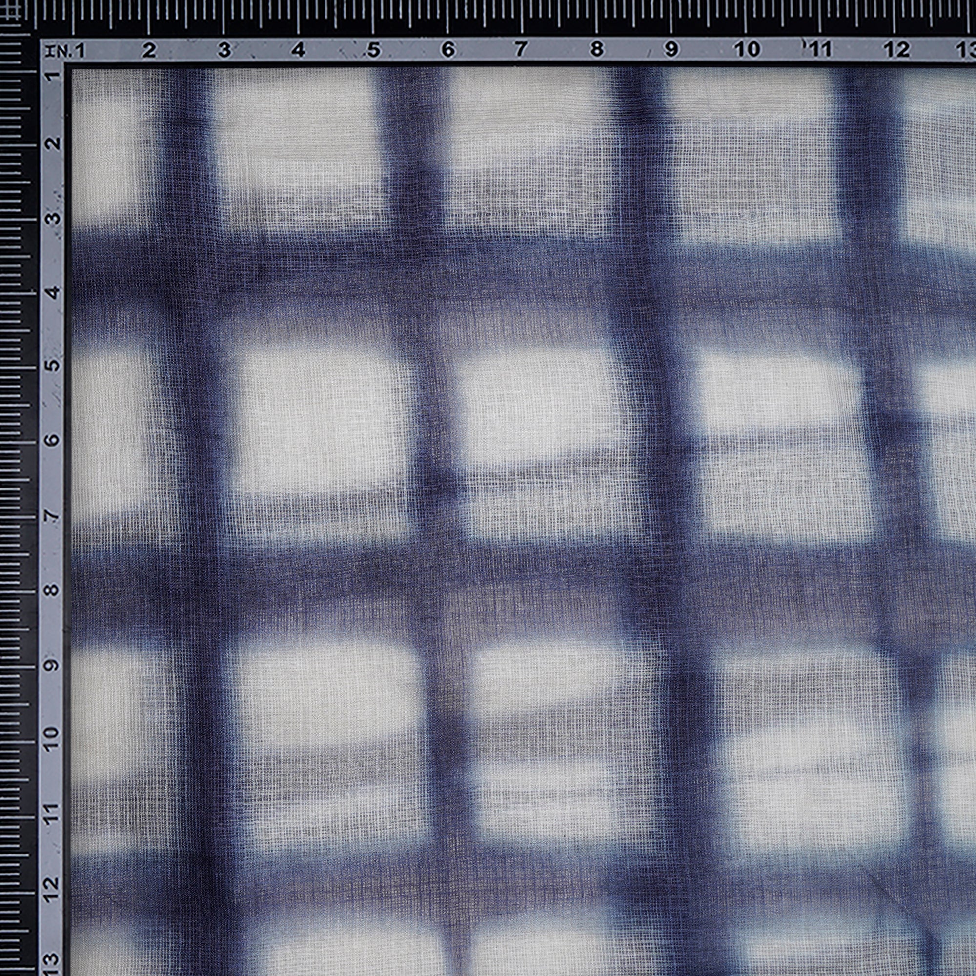(Pre-Cut 4.80Mtr)Blue-White Color Handcrafted Shibori Printed Pure Kota Silk Fabric