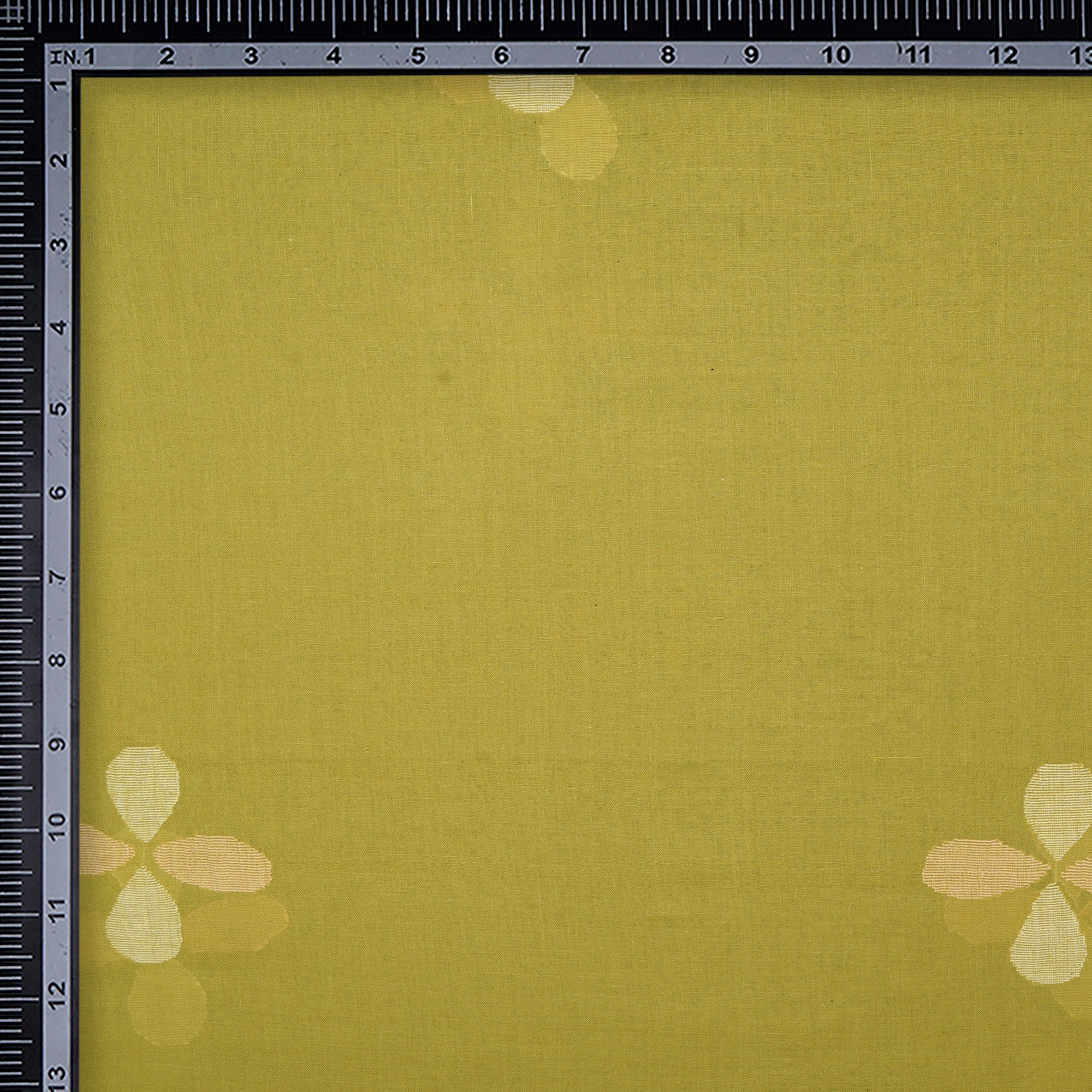 (Pre-Cut 3.80 Mtr)Green Jamdani Handwoven Fine Cotton Fabric