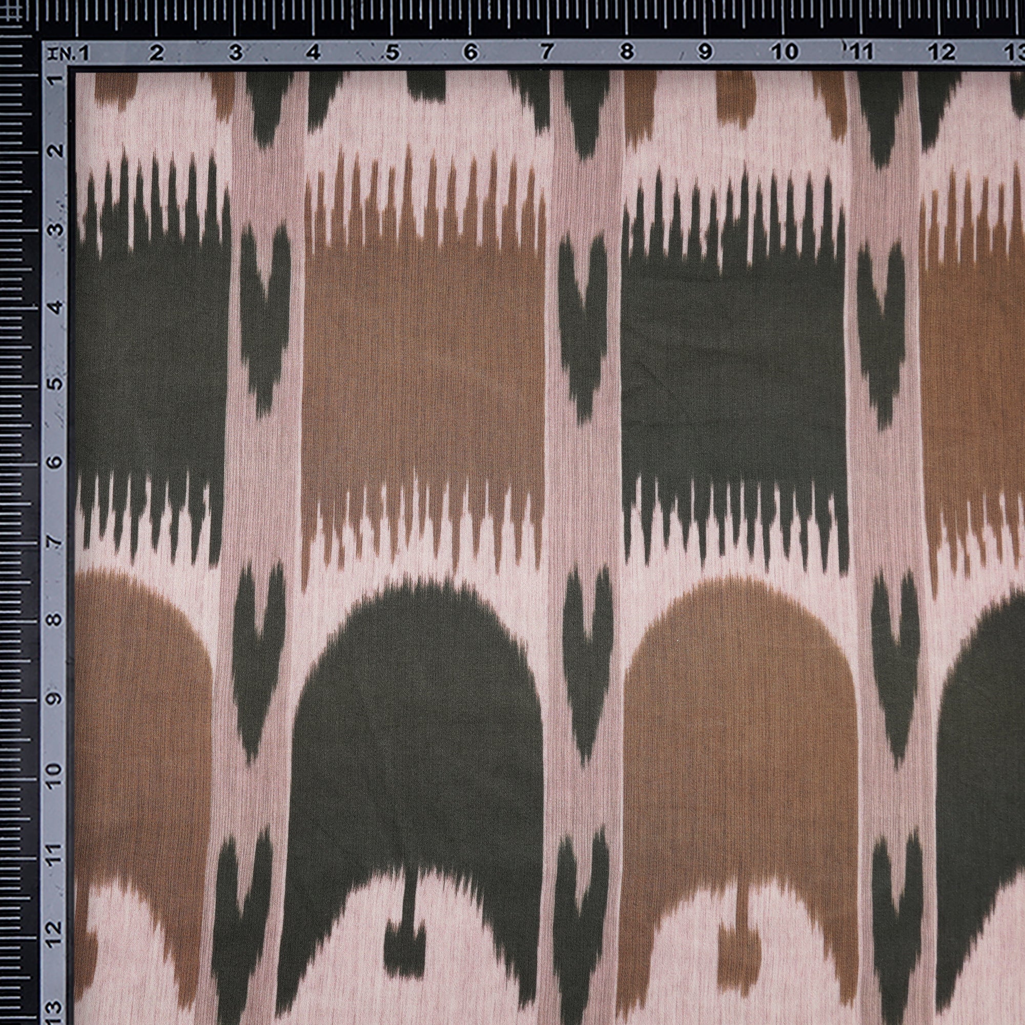 (Pre-Cut 0.55 Mtr)Multi Color Ikat Pattern Digital Pattern Maple Silk Fabric