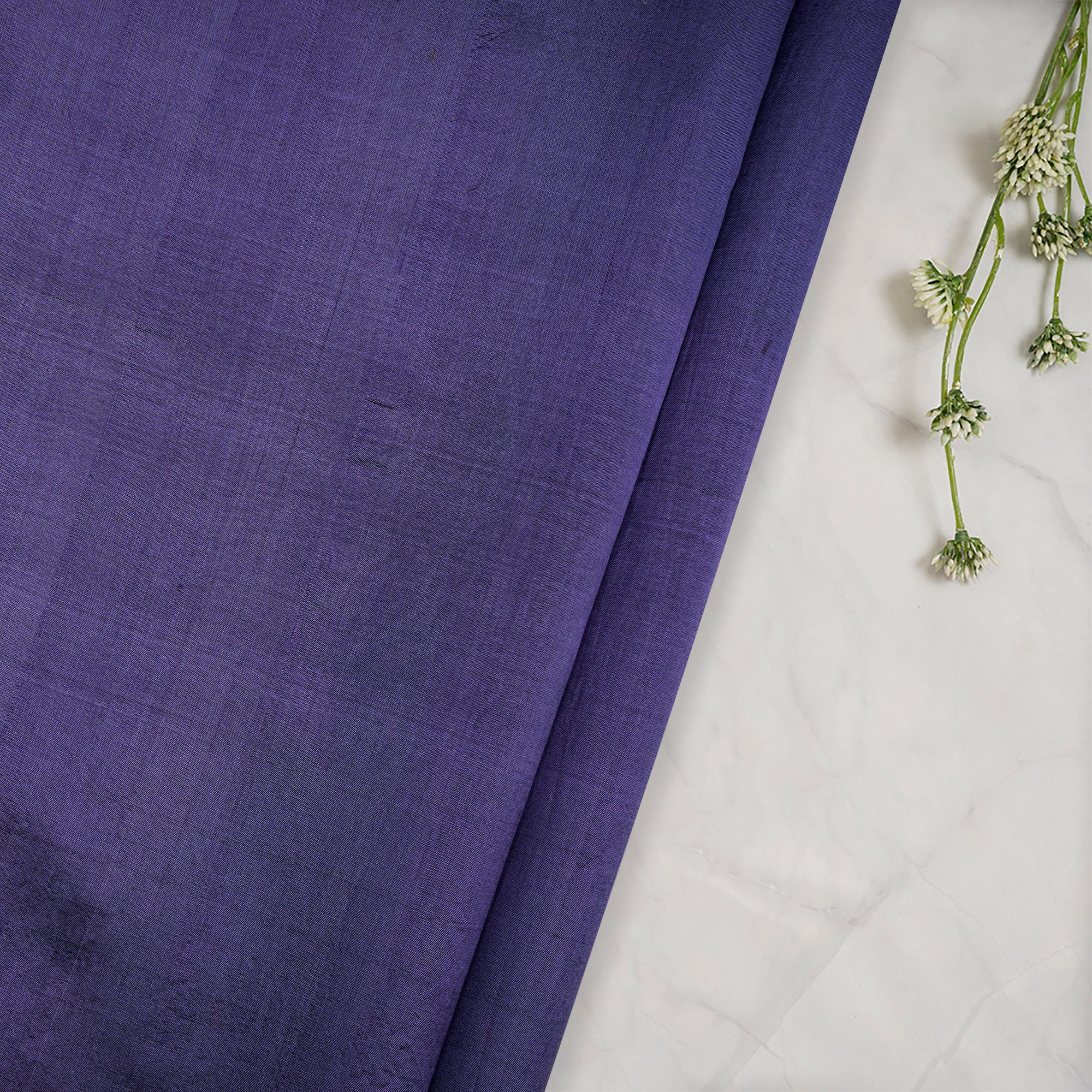 (Pre-Cut 0.90 Mtr)Purple Piece Dyed Plain Kora Dupion Silk Fabric