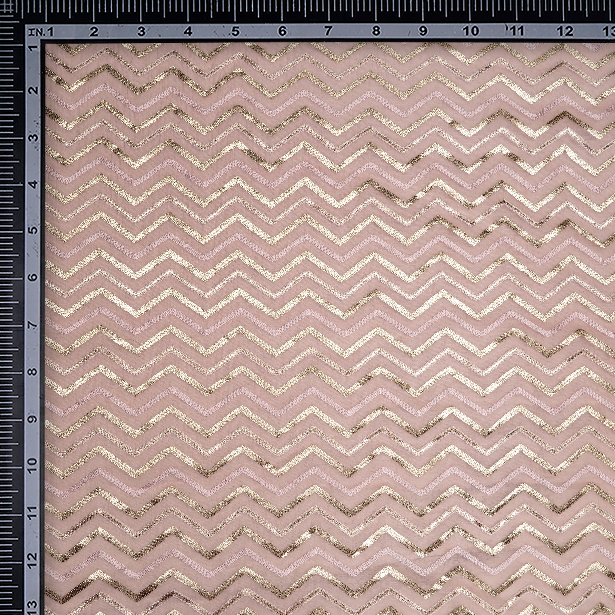 (Pre-Cut 1.30 Mtr)Baby Pink All Over Pattern Embroidered Chanderi Fabric