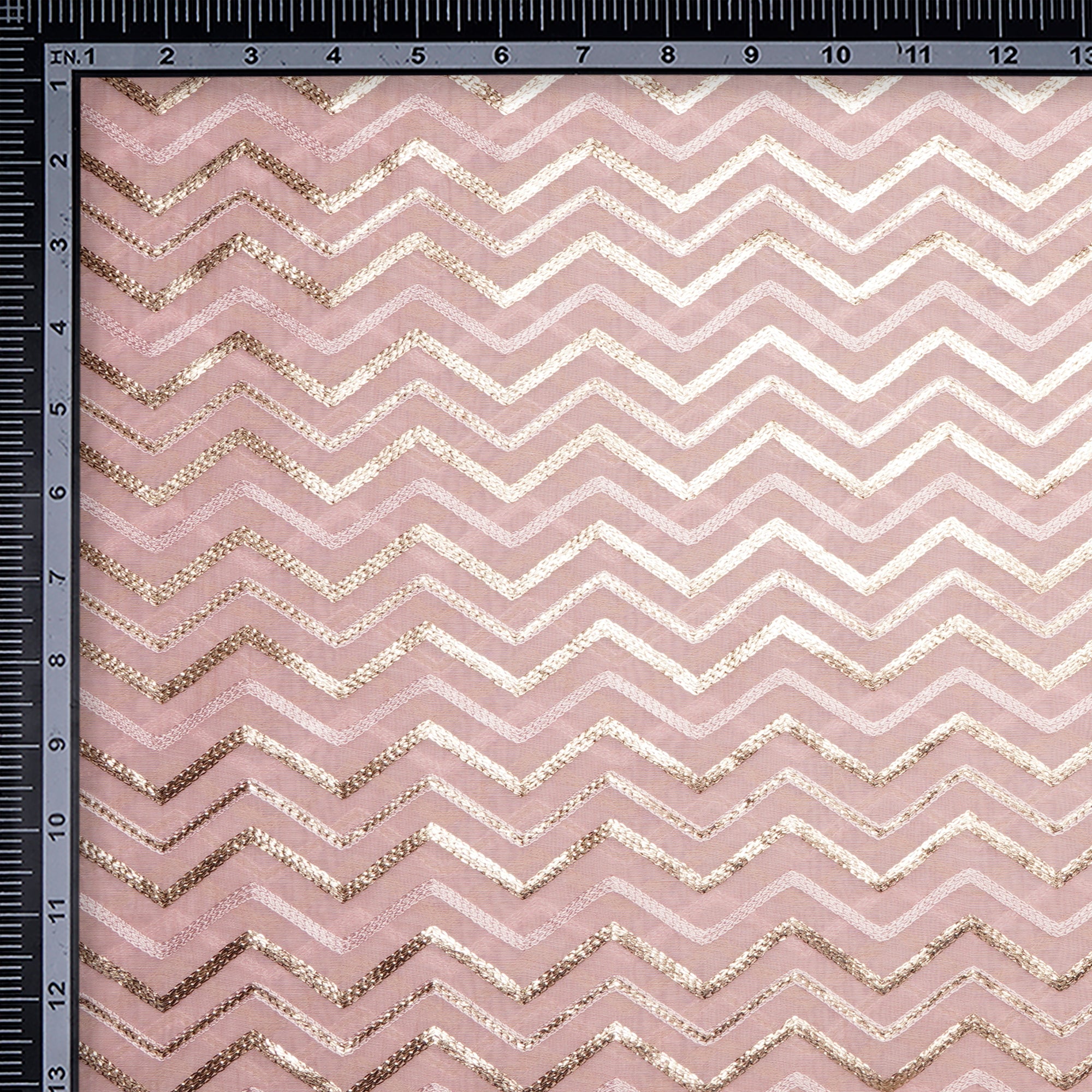 (Pre-Cut 1.50 Mtr)Baby Pink All Over Pattern Embroidered Chanderi Fabric