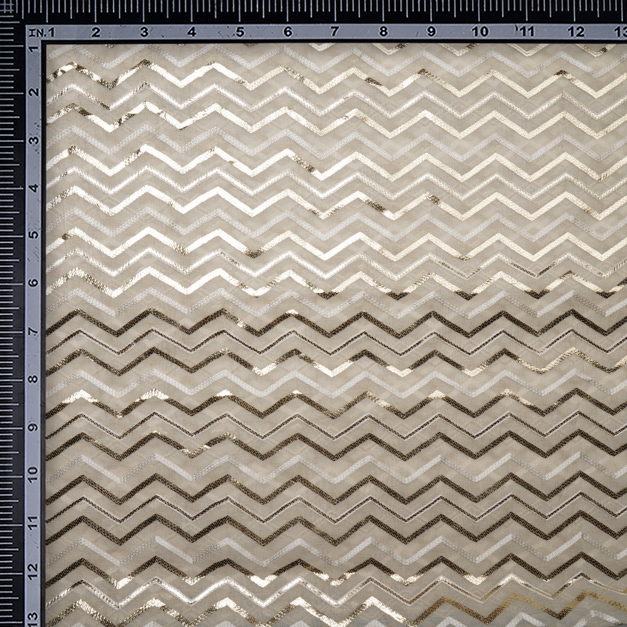 (Pre-Cut 2.00 Mtr)Off White-Gold Dyeable All Over Pattern Embroidered Chanderi Fabric