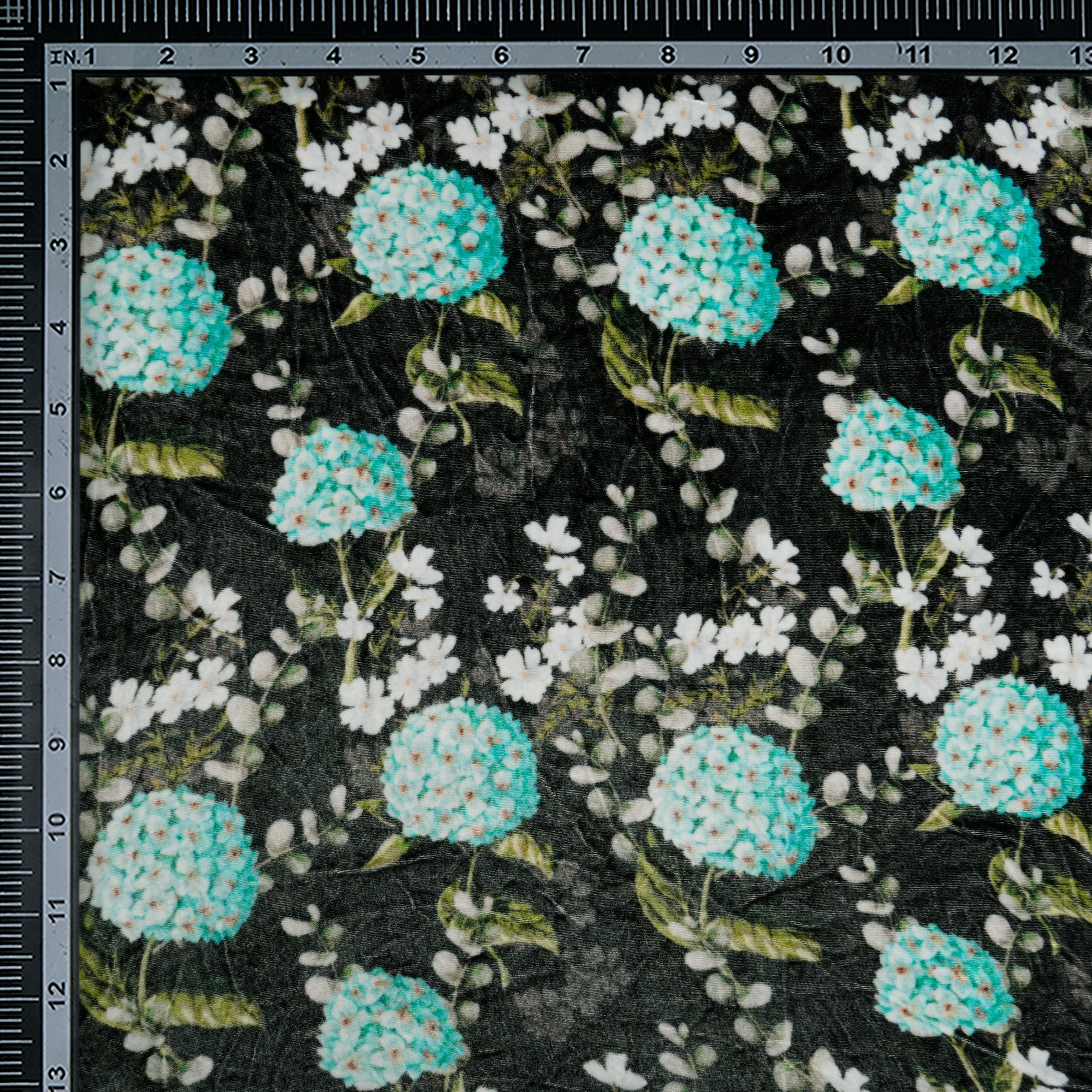 (Pre-Cut 3.00 Mtr)Multi Color Floral Pattern Digital Print Silk Velvet Febric