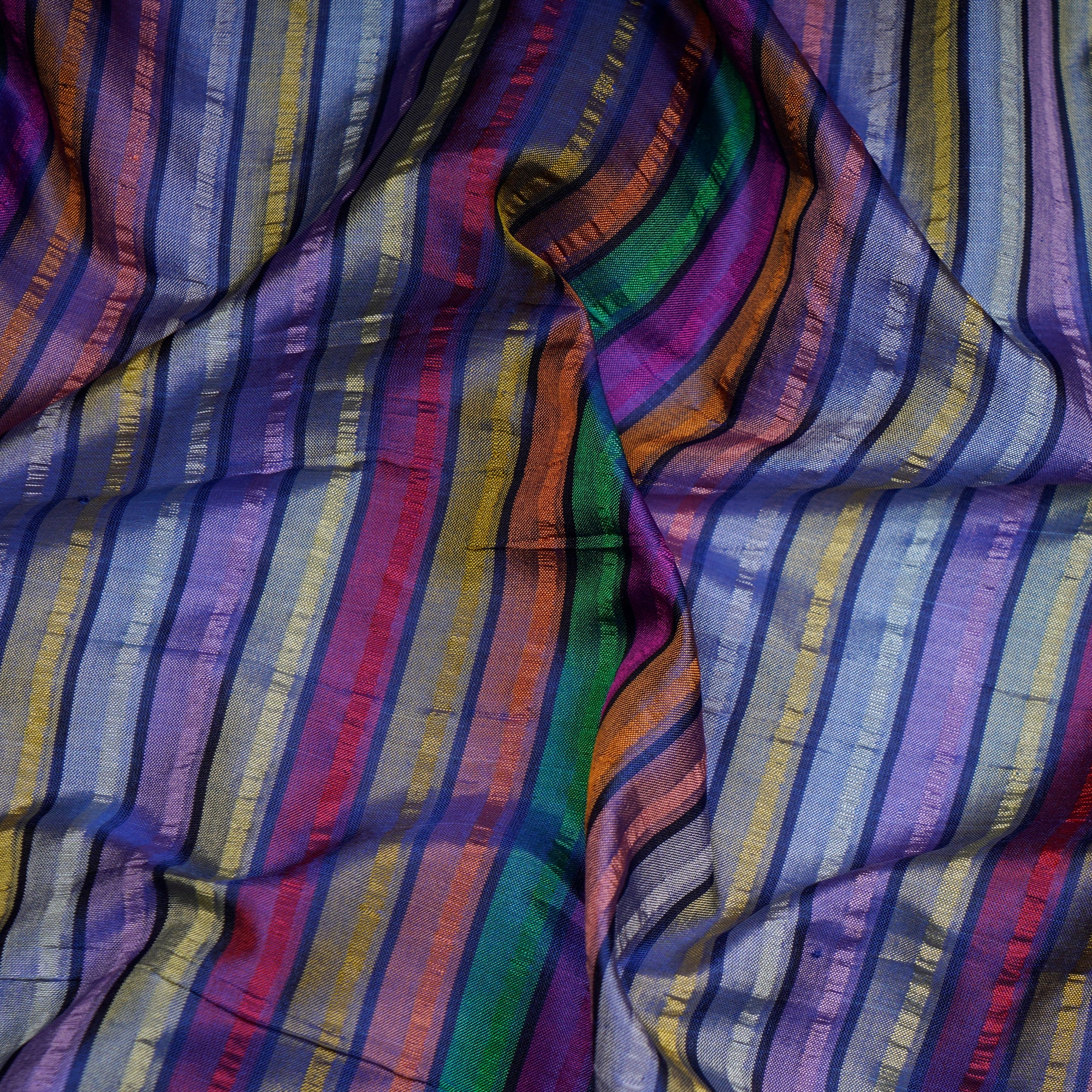 (Pre-Cut 1.65 Mtr)Multi Color Jacquard Silk Fabric