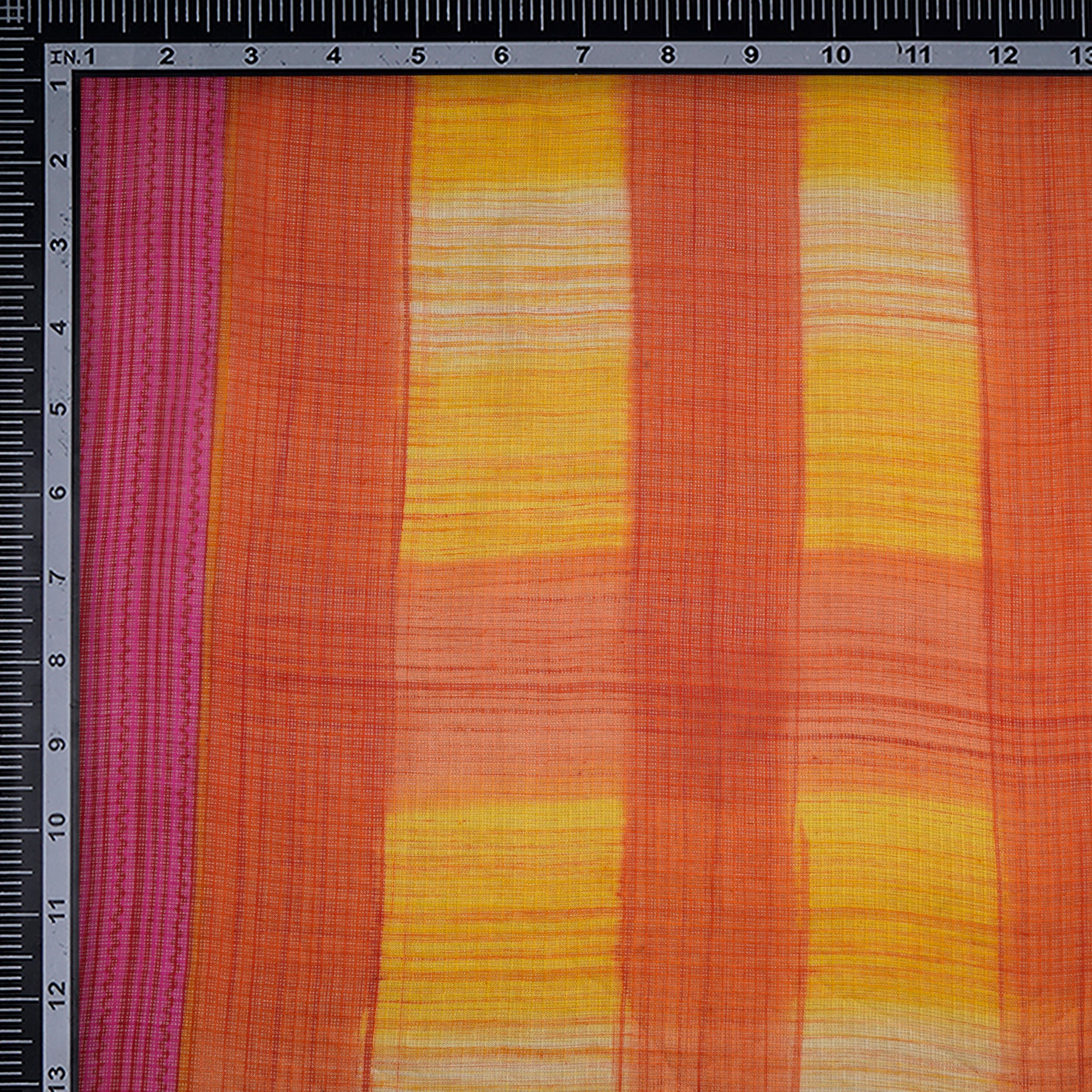 (Pre-Cut 1.40 Mtr)Multi Color Striped Pattern Screen Printed Kota Silk Fabric