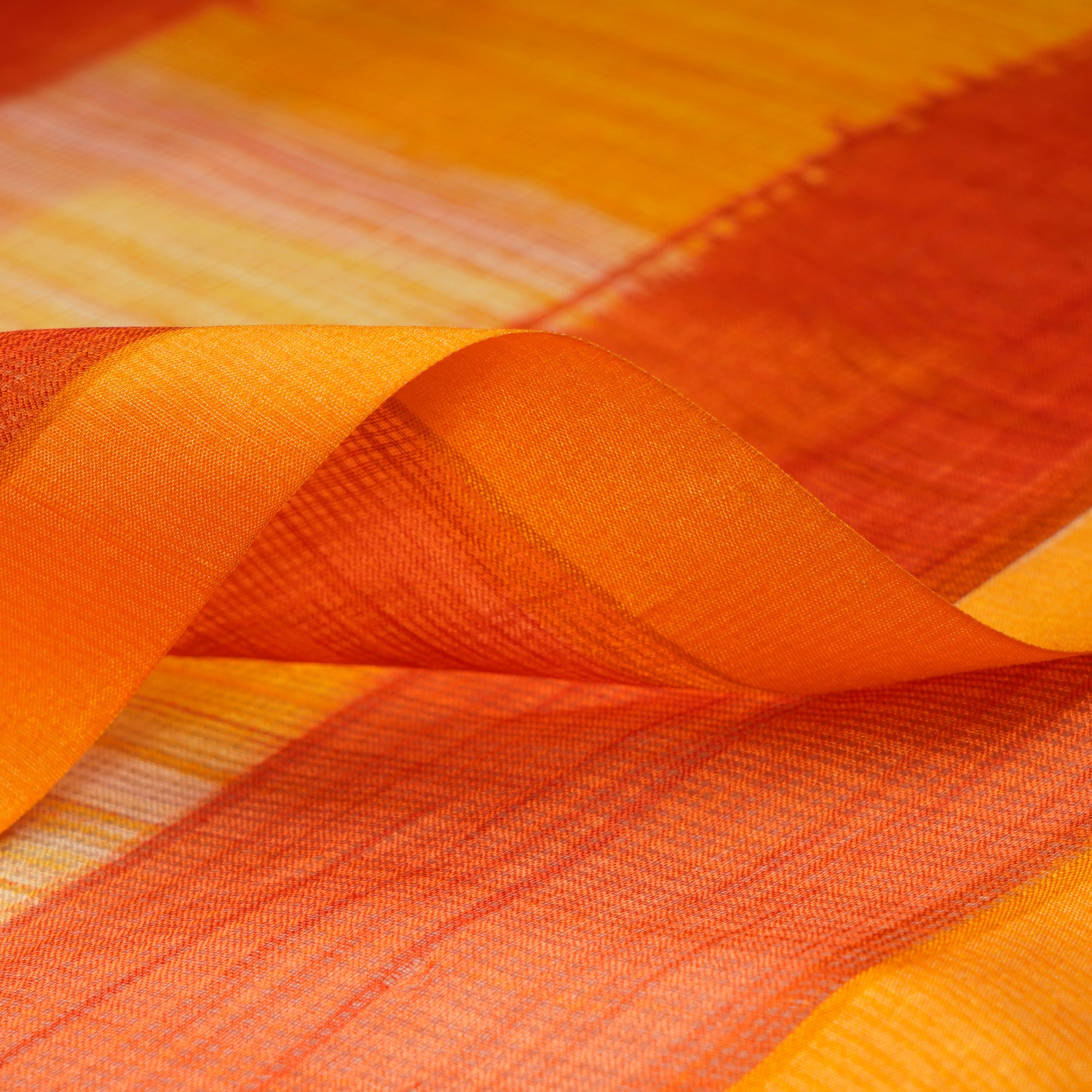 (Pre-Cut 1.40 Mtr)Multi Color Striped Pattern Screen Printed Kota Silk Fabric