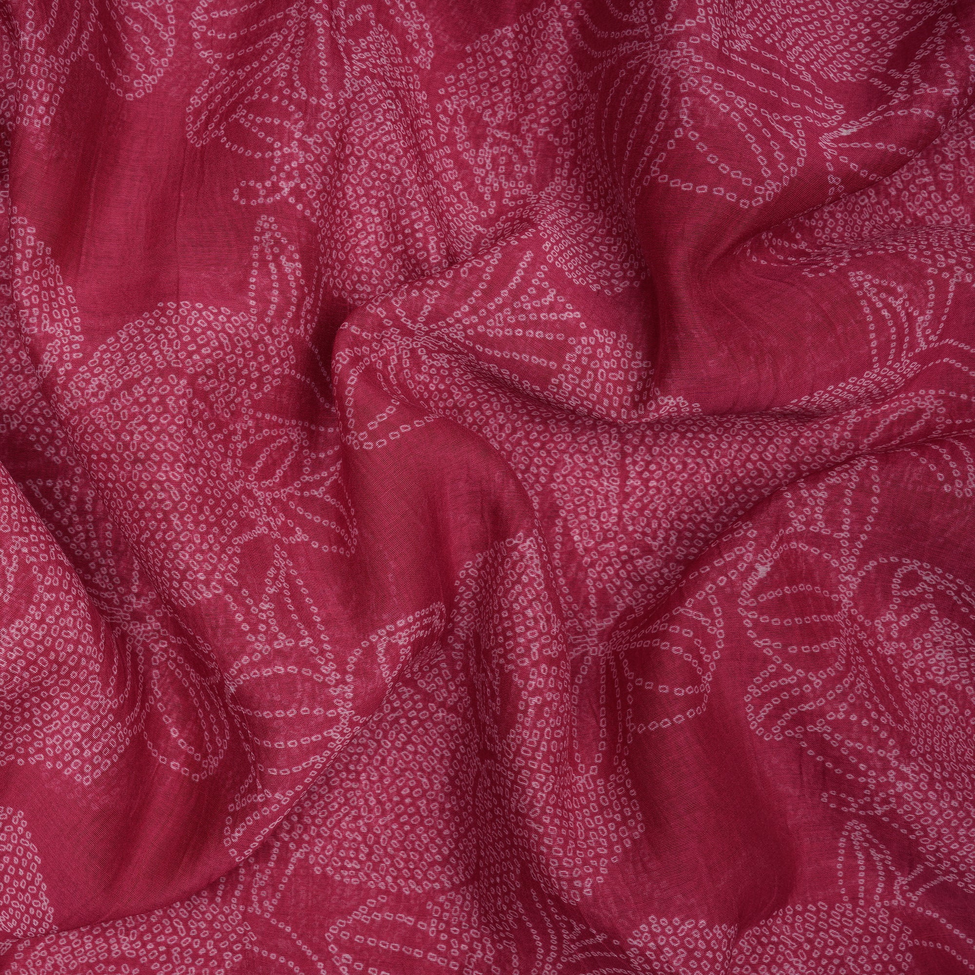 (Pre-Cut 0.50 Mtr)Dark Pink Floral Pattern Digital Print Fine Chanderi Fabric